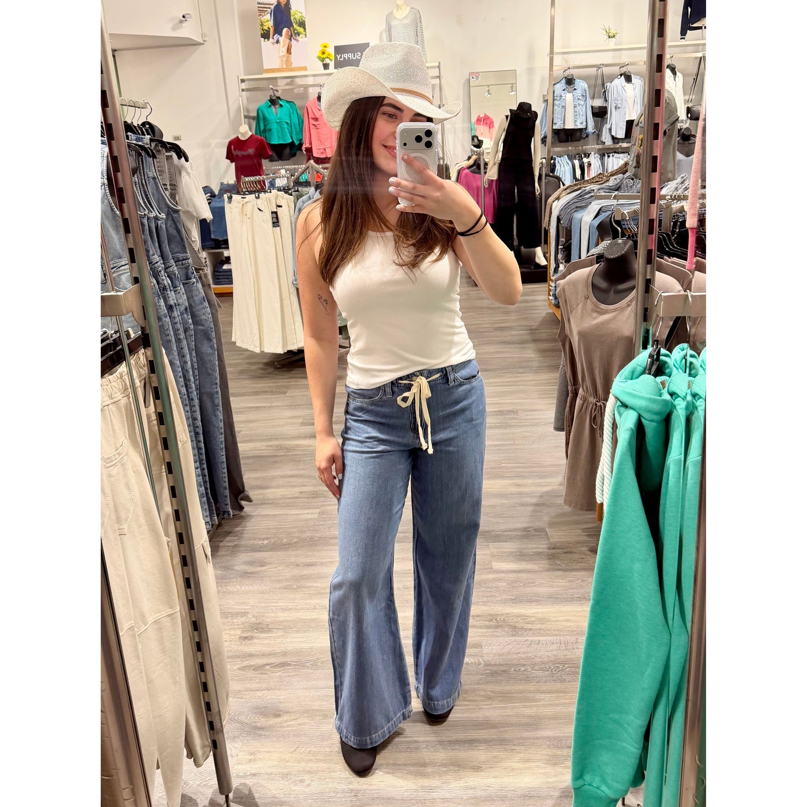 Silver Wide Leg Drawstring Beach Pant