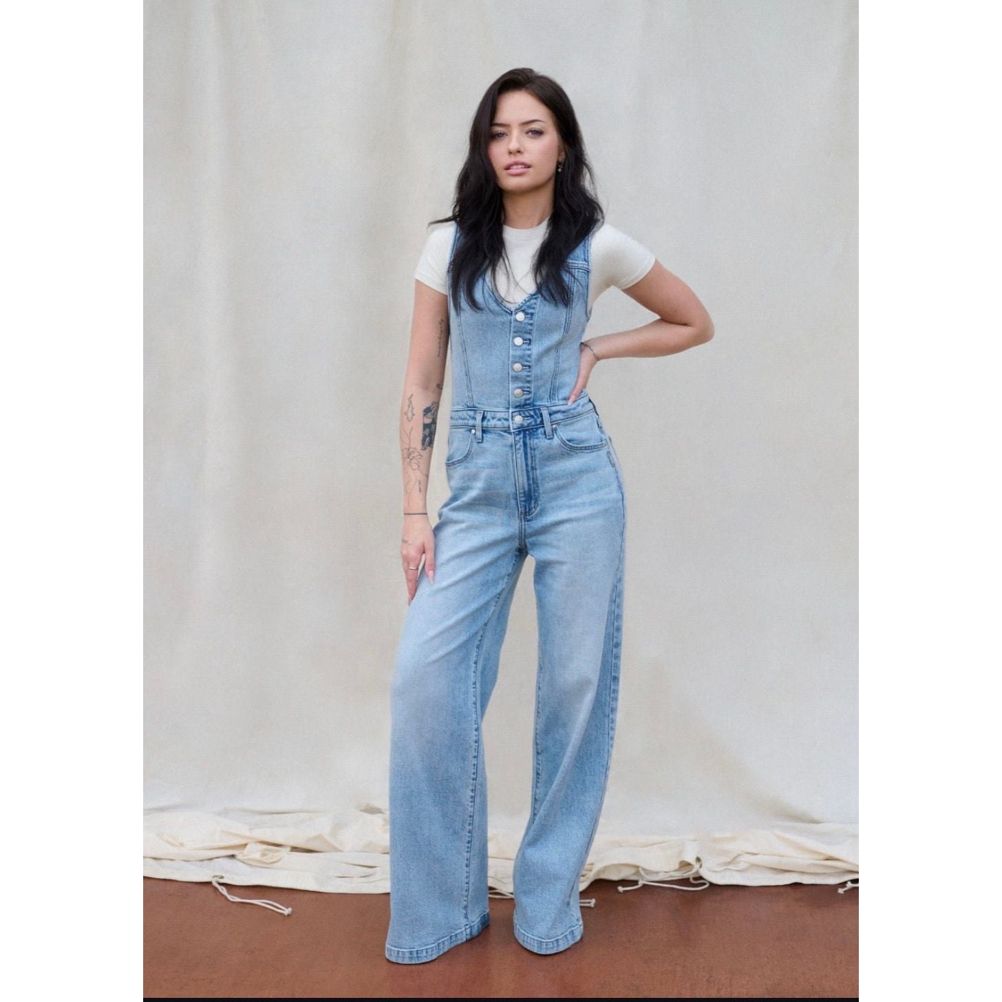 Silver Wide Leg Vest Jumpsuit in Holbox