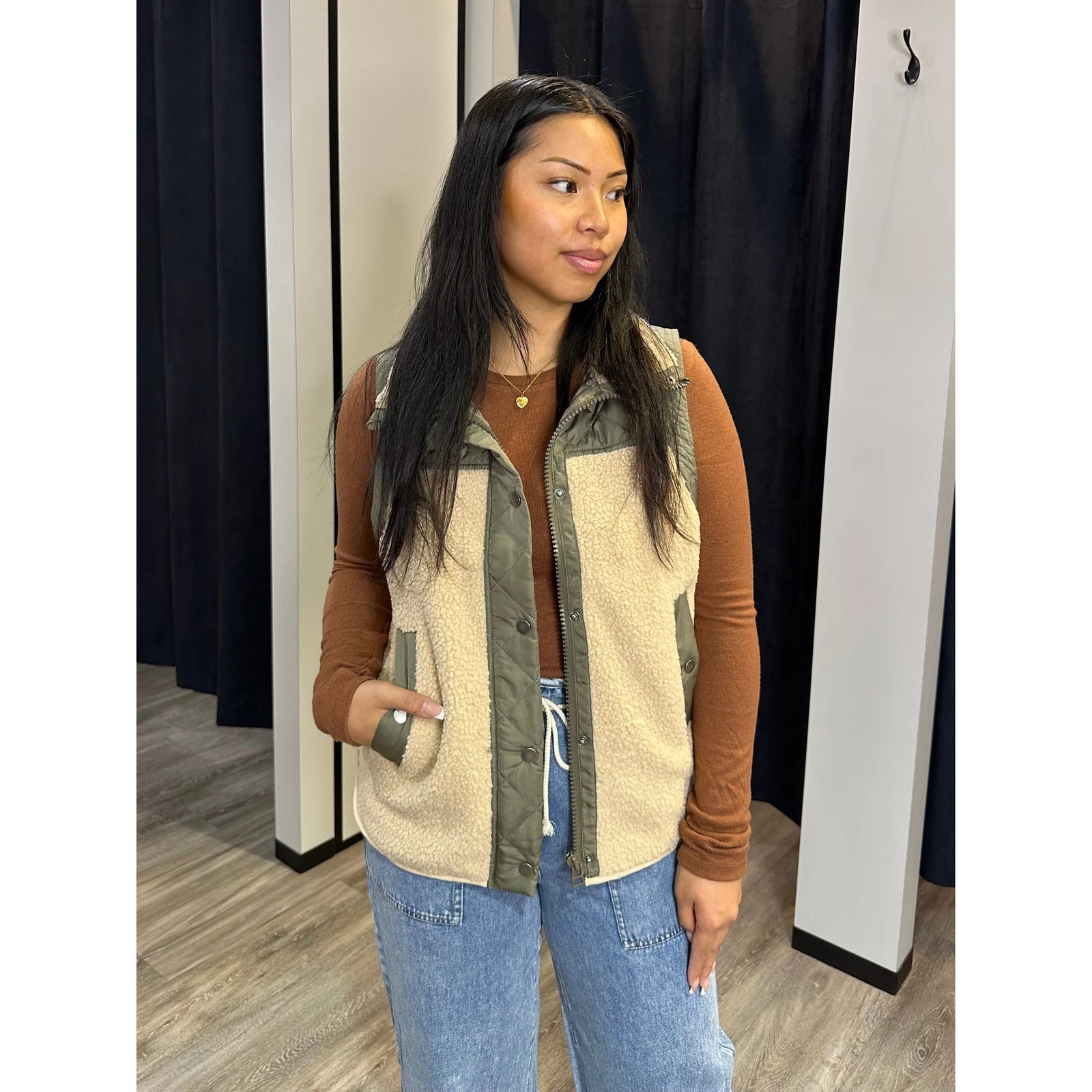 Dex Mixed Fabric Vest