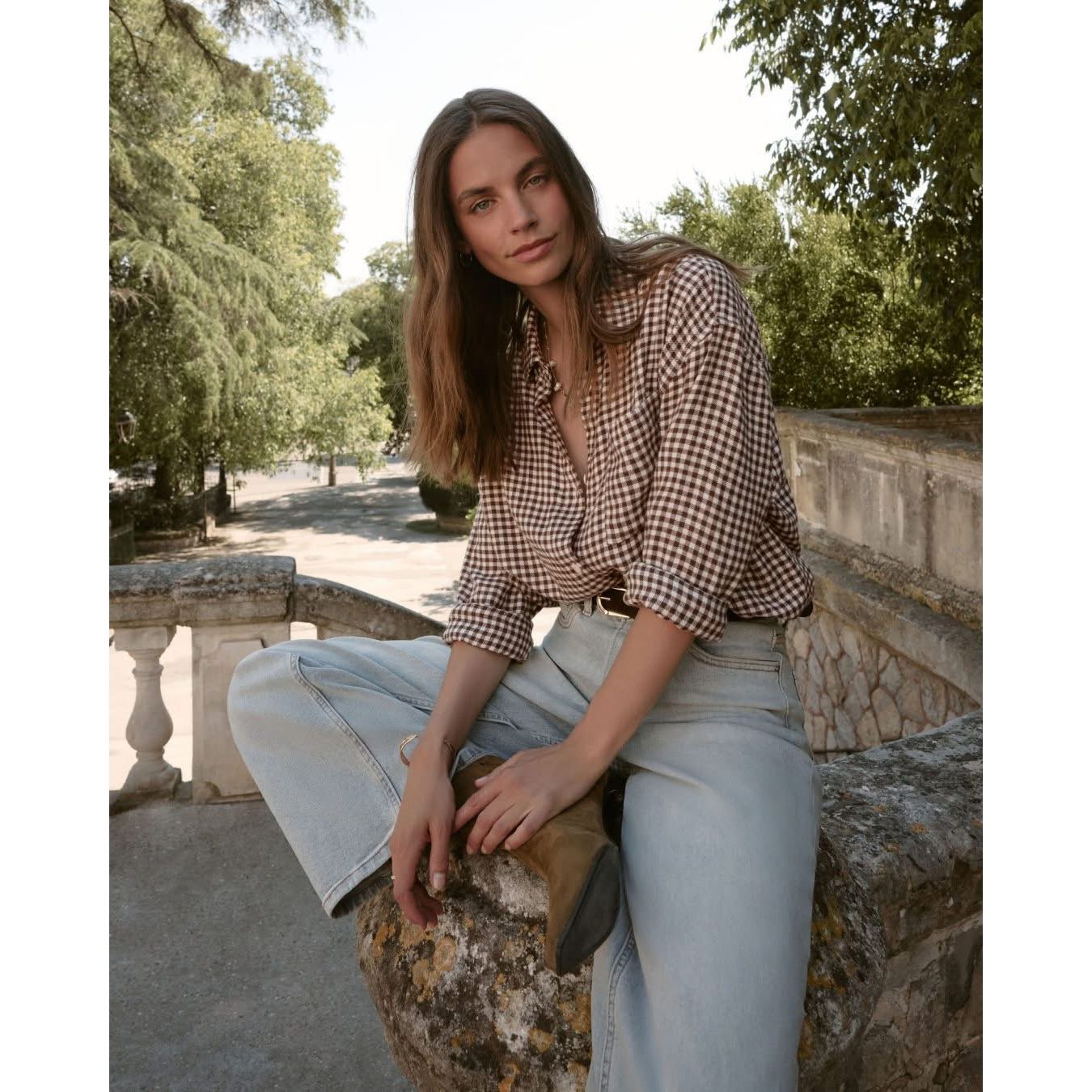 Z Supply River Plaid Button Up in Chocolate Cherry