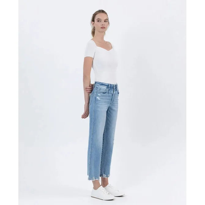 Flying Monkey Boatload High Rise Straight Crop Distressed Hem