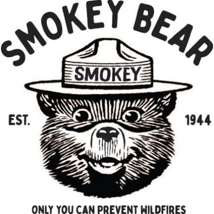Smokey Bear logo patch featuring the classic "Only You Can Prevent Wildfires" slogan and established 1944 portrait design.
