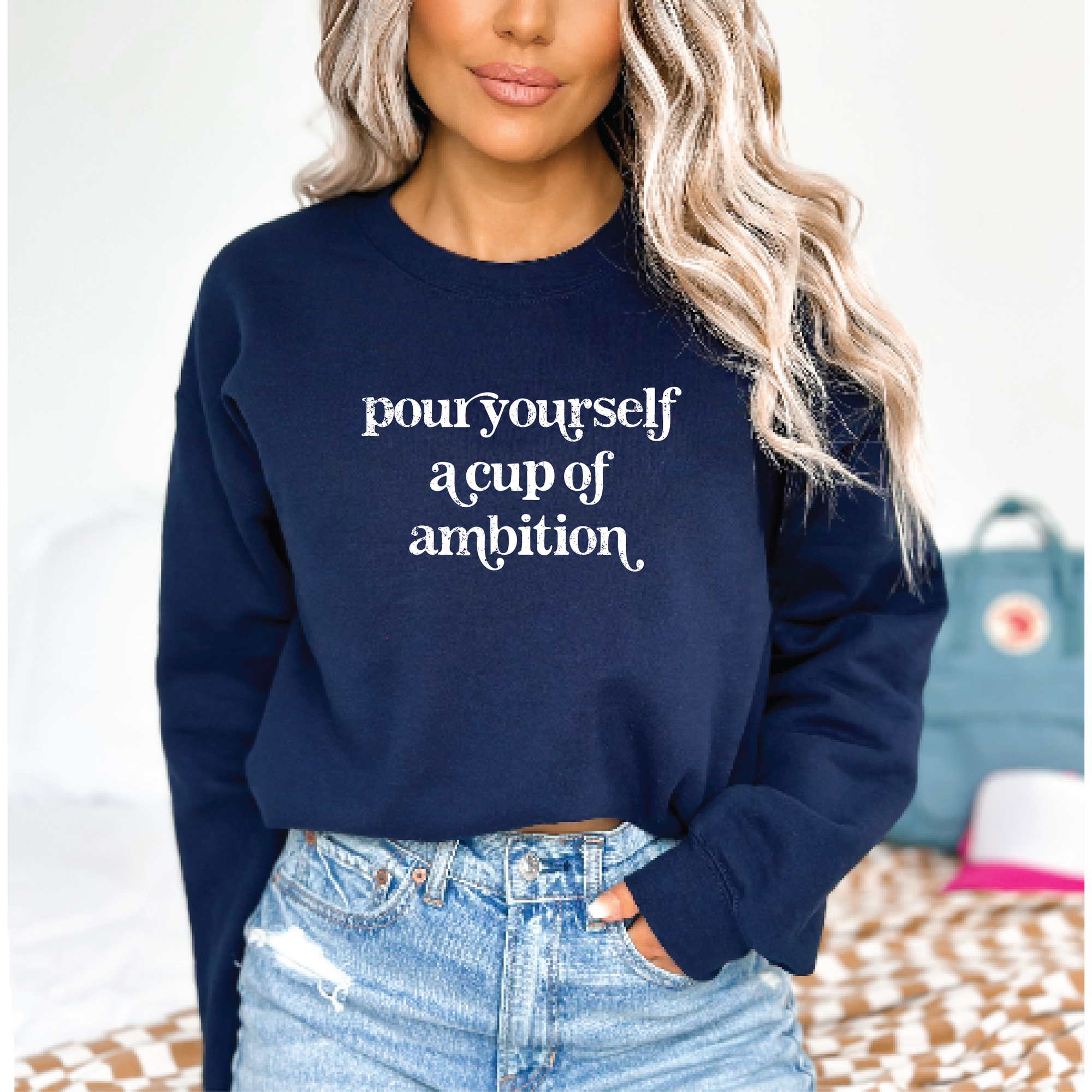 Blonde Ambition Navy / S Pour Yourself a Cup of Ambition Crew