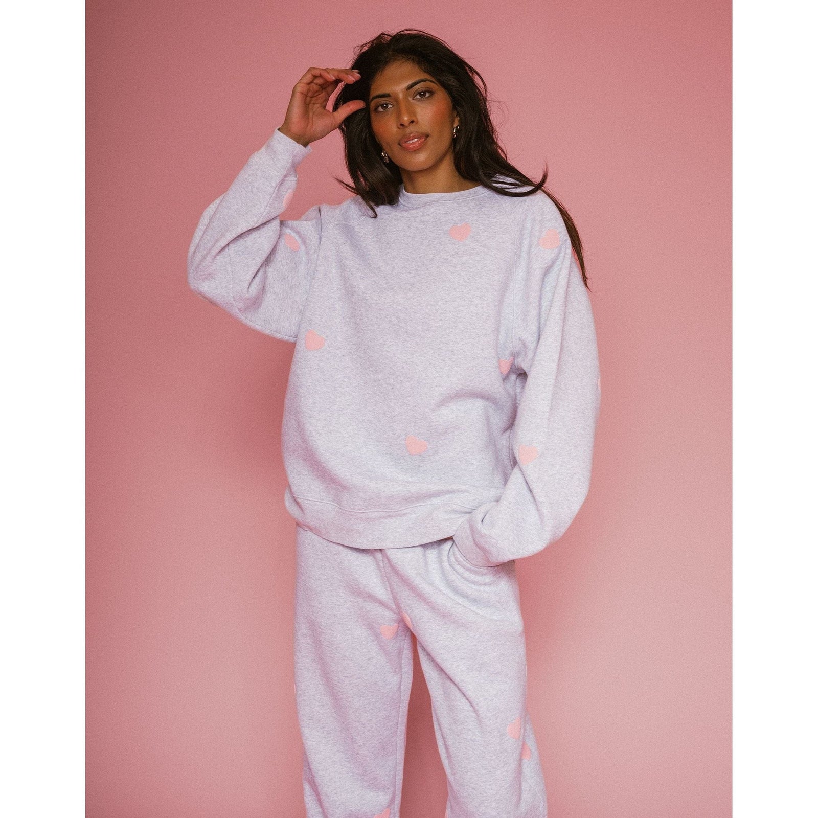 Brunette the Label Brunette the Label All Over Puff Heart Oversized Jogger