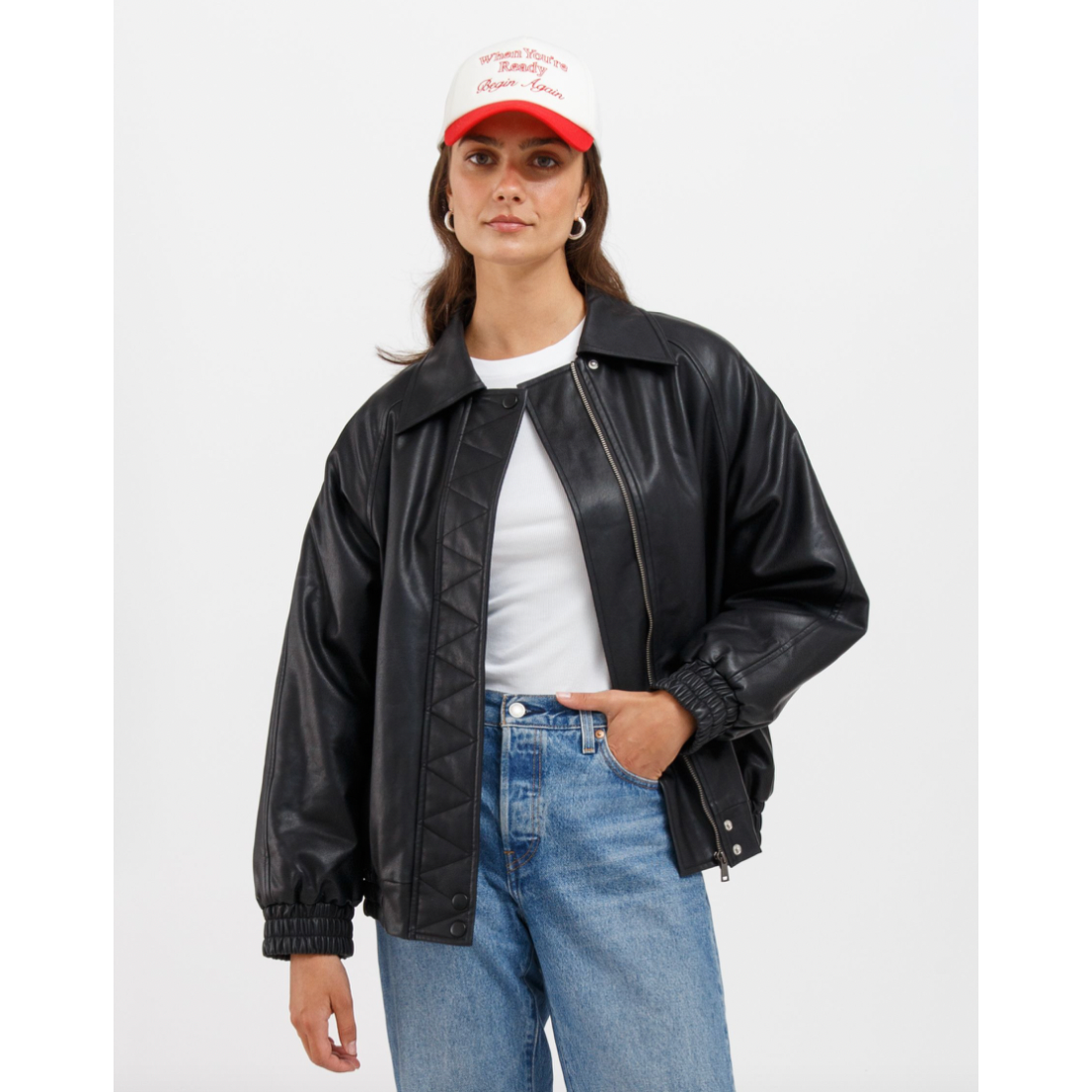 Brunette the Label Black / XS-S Brunette the Label Christine Vegan Leather Bomber