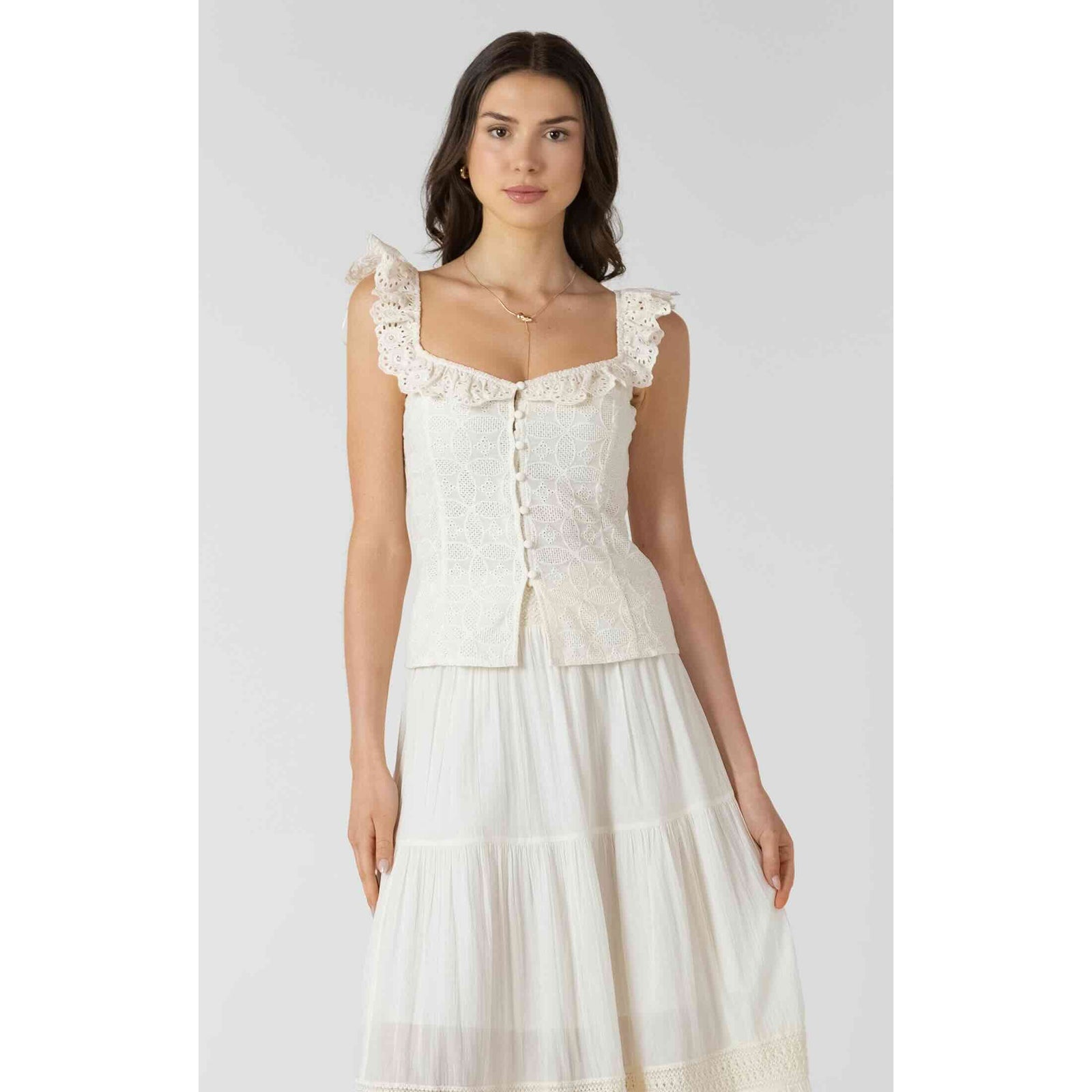 Dex Button Front Eyelet Tank