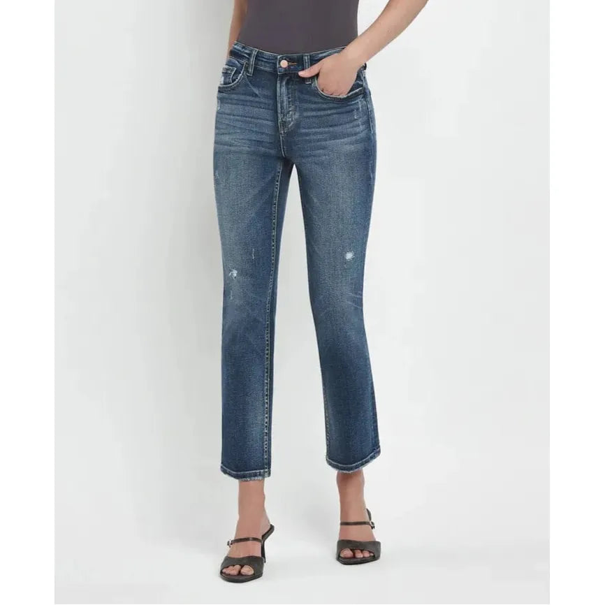 Flying Monkey Aspiration High Rise Slim Straight jeans offer a stylish, flattering fit with comfort stretch denim.