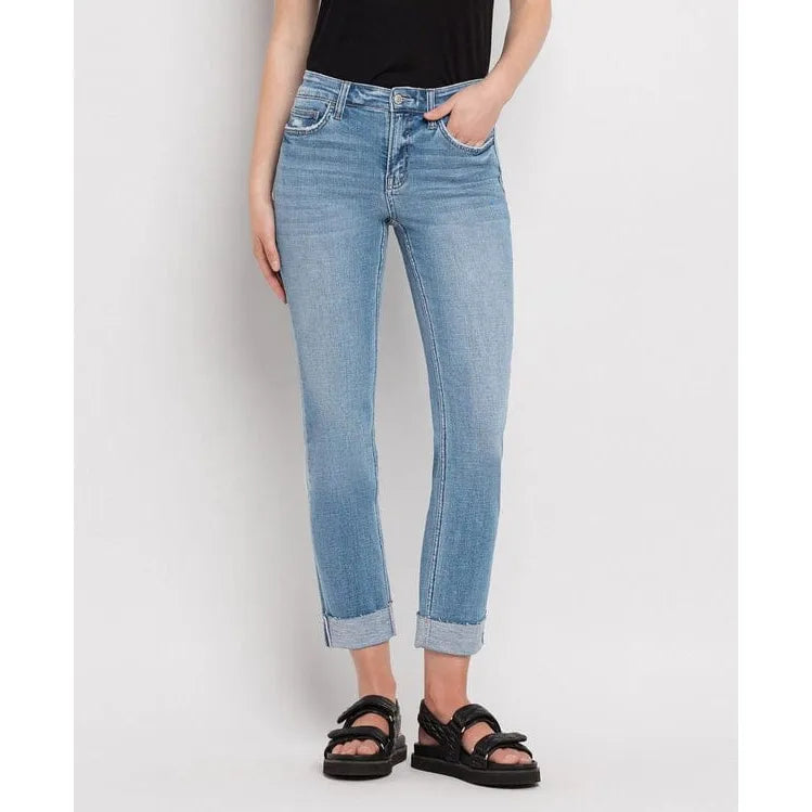 Flying Monkey 24 Flying Monkey Mid Rise Slim Straight Cuffed Crop Janet