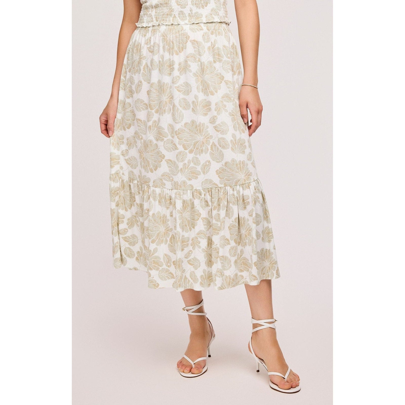 Elevate your style with the Gentle Fawn Elaine Skirt, featuring a chic floral design and comfortable elastic waistband.