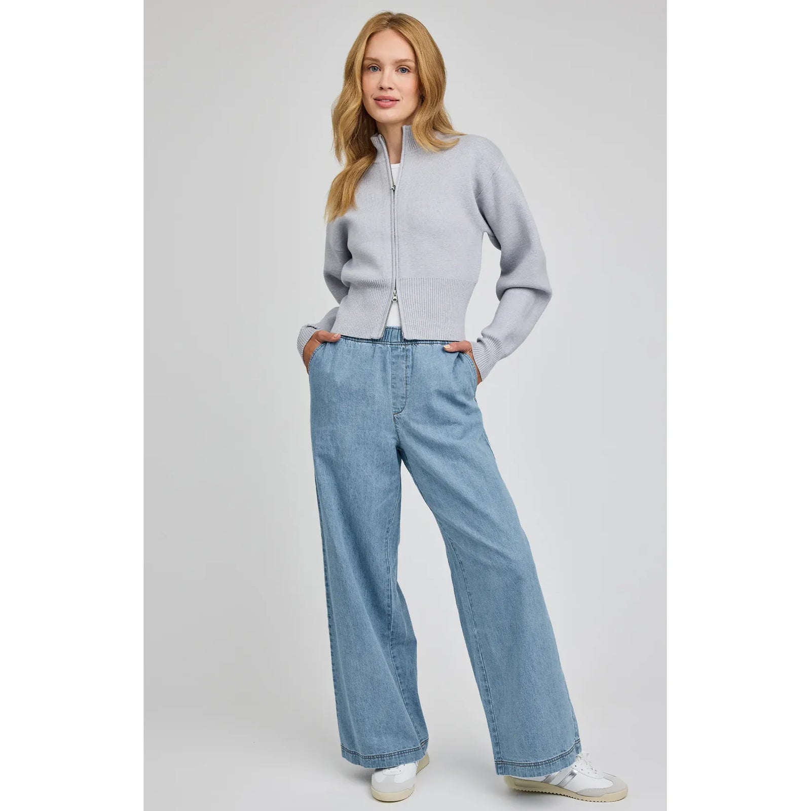 Gentle Fawn Maxwell Pant: relaxed-fit denim with elasticated waistband, slash pockets, back patch pocket.