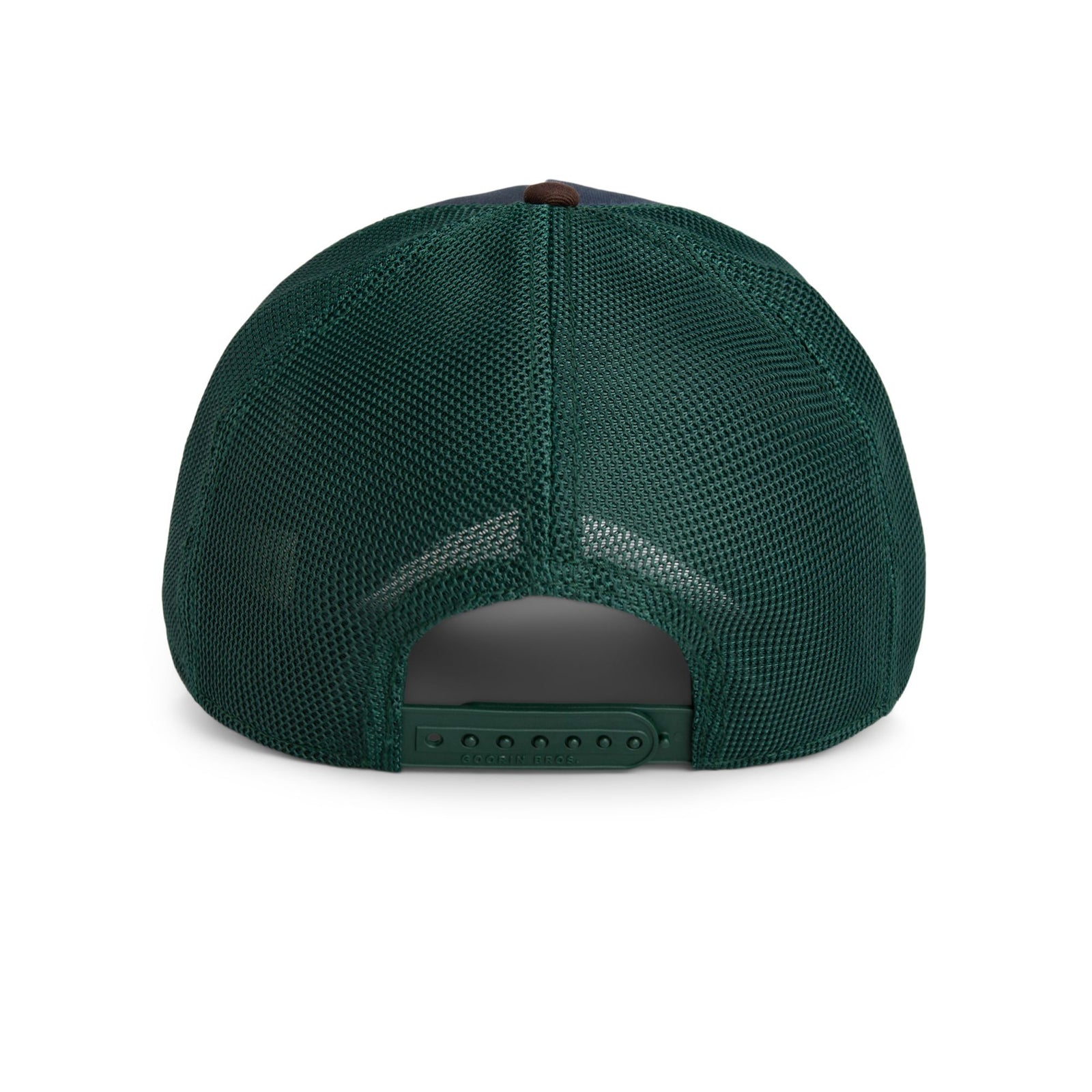Goorin Tricolor Giraffe Trucker Hat back view by Goorin Bros, green mesh cap with adjustable strap