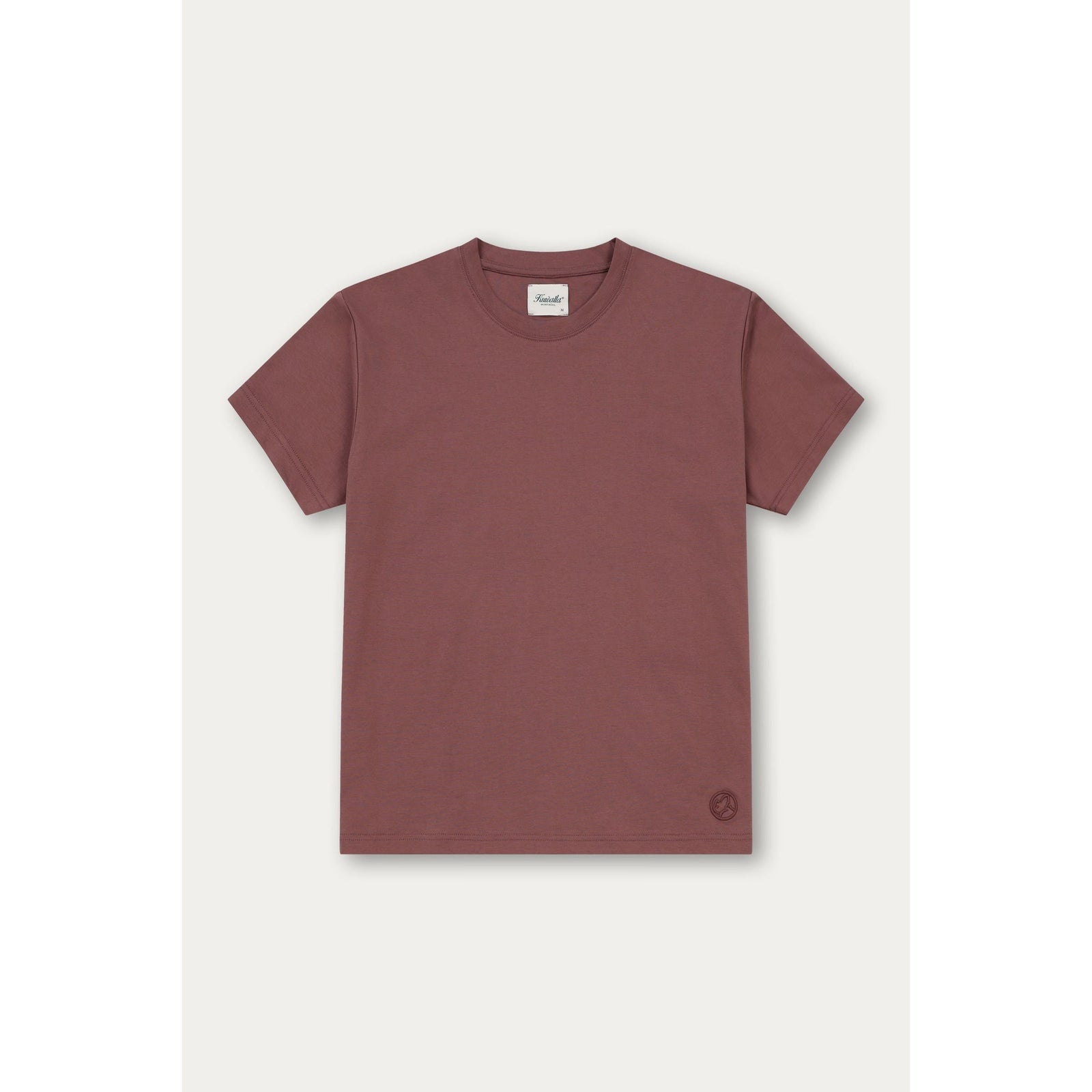 Kuwalla Daily Double Tee brown crewneck with flat bottom hem by Kuwalla.