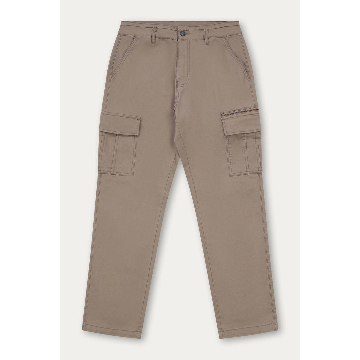 Kuwalla Loose Cargo Trouser – relaxed fit cargo pant in beige with roomy pockets.
