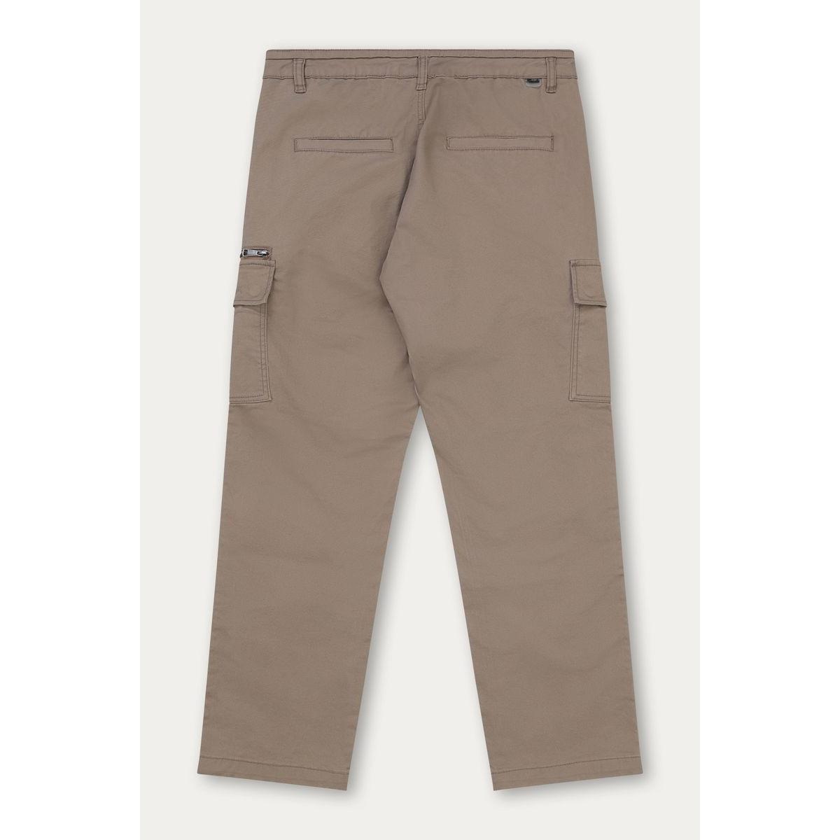 Kuwalla Loose Cargo Trouser back view in beige with roomy cargo pockets from Kuwalla store