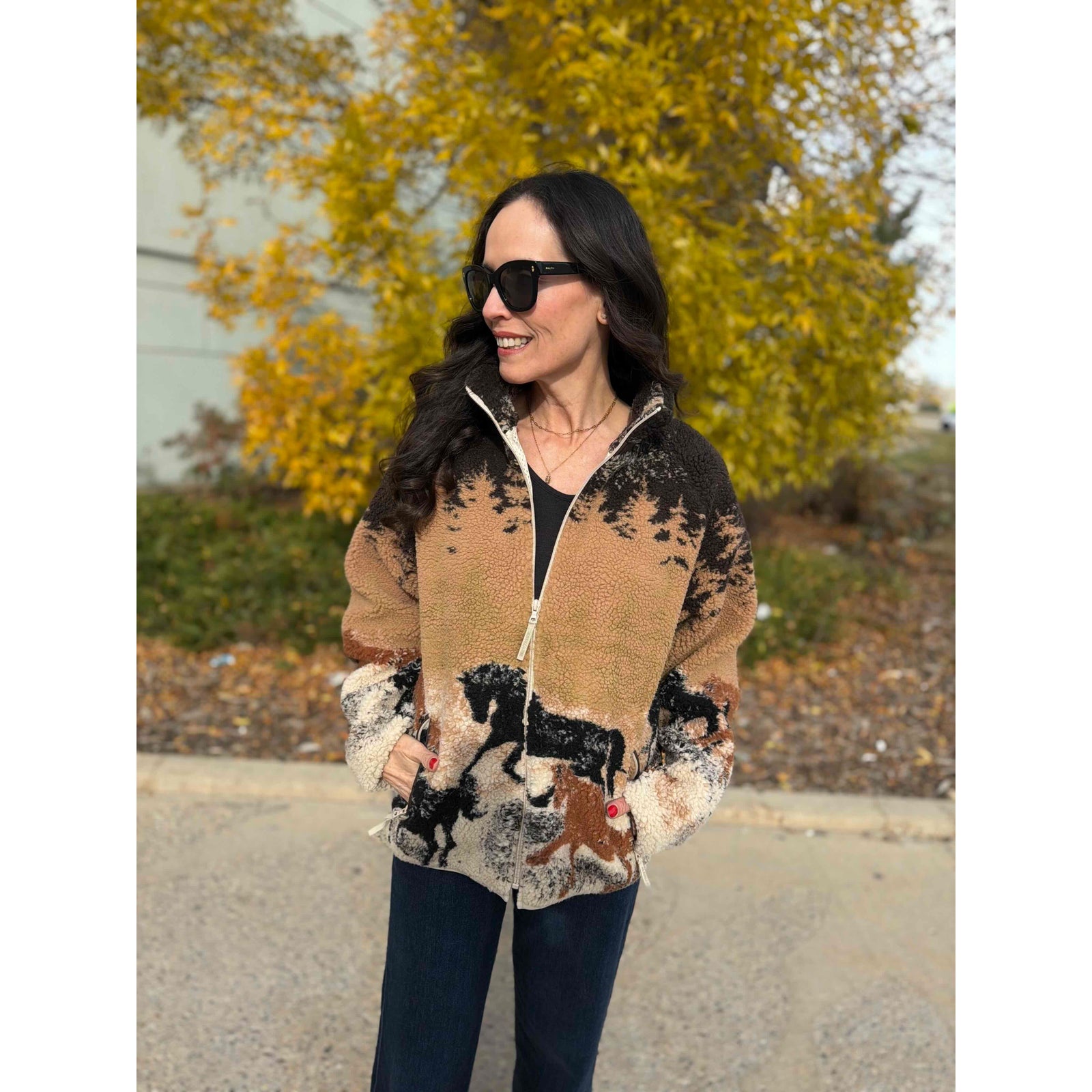 Kuwalla Printed Sherpa Fleece Jacket Desert Stallion