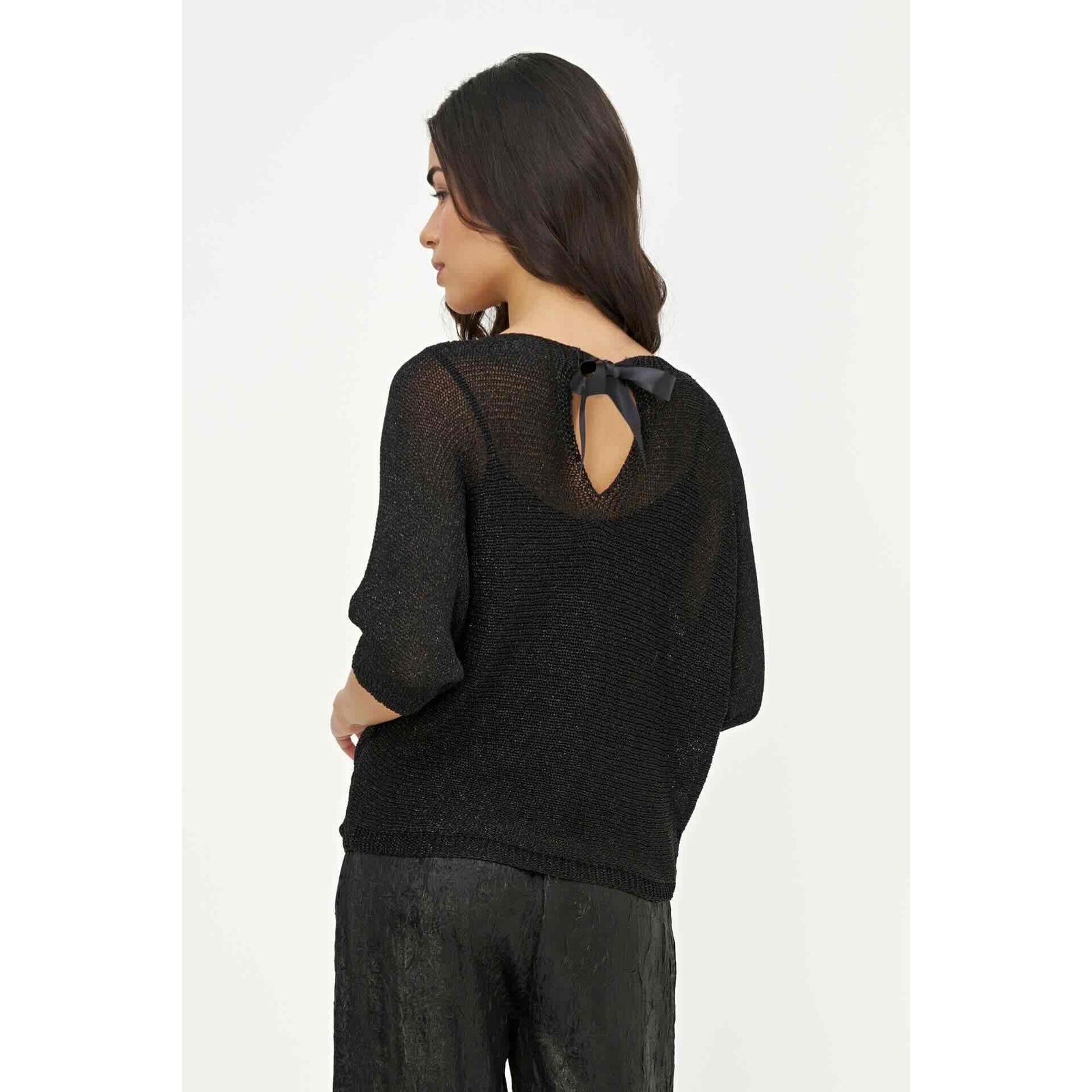 M Made in Italy Shimmer Sweater with Back Bow