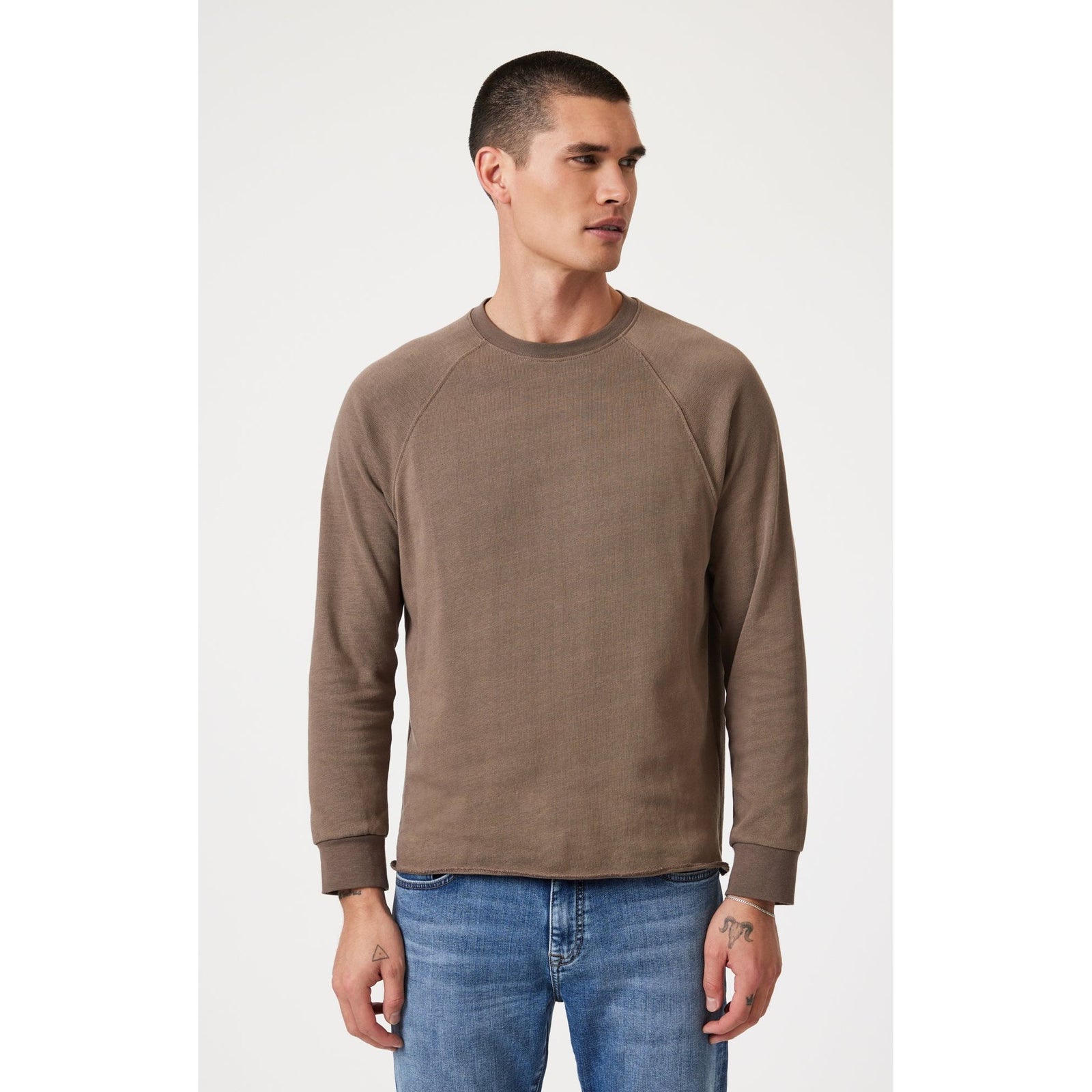 Mavi Long Sleeve Jersey Tshirt in rich light brown, featuring raglan stitching for a vintage-inspired look.