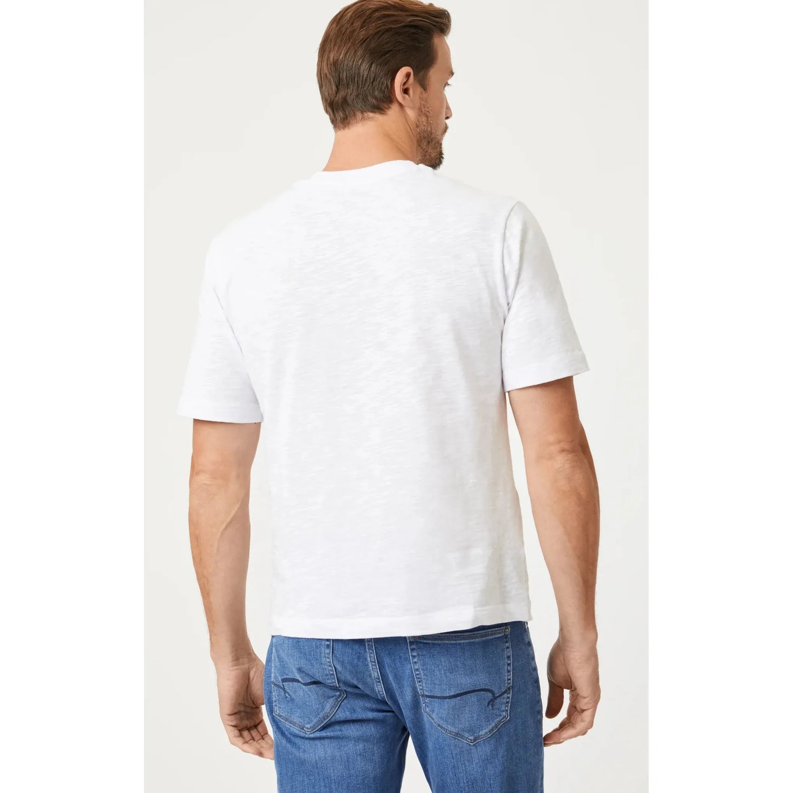 Mavi Slub Short Sleeve T-Shirt in white showcases a classic crewneck design with elegant trim detailing.