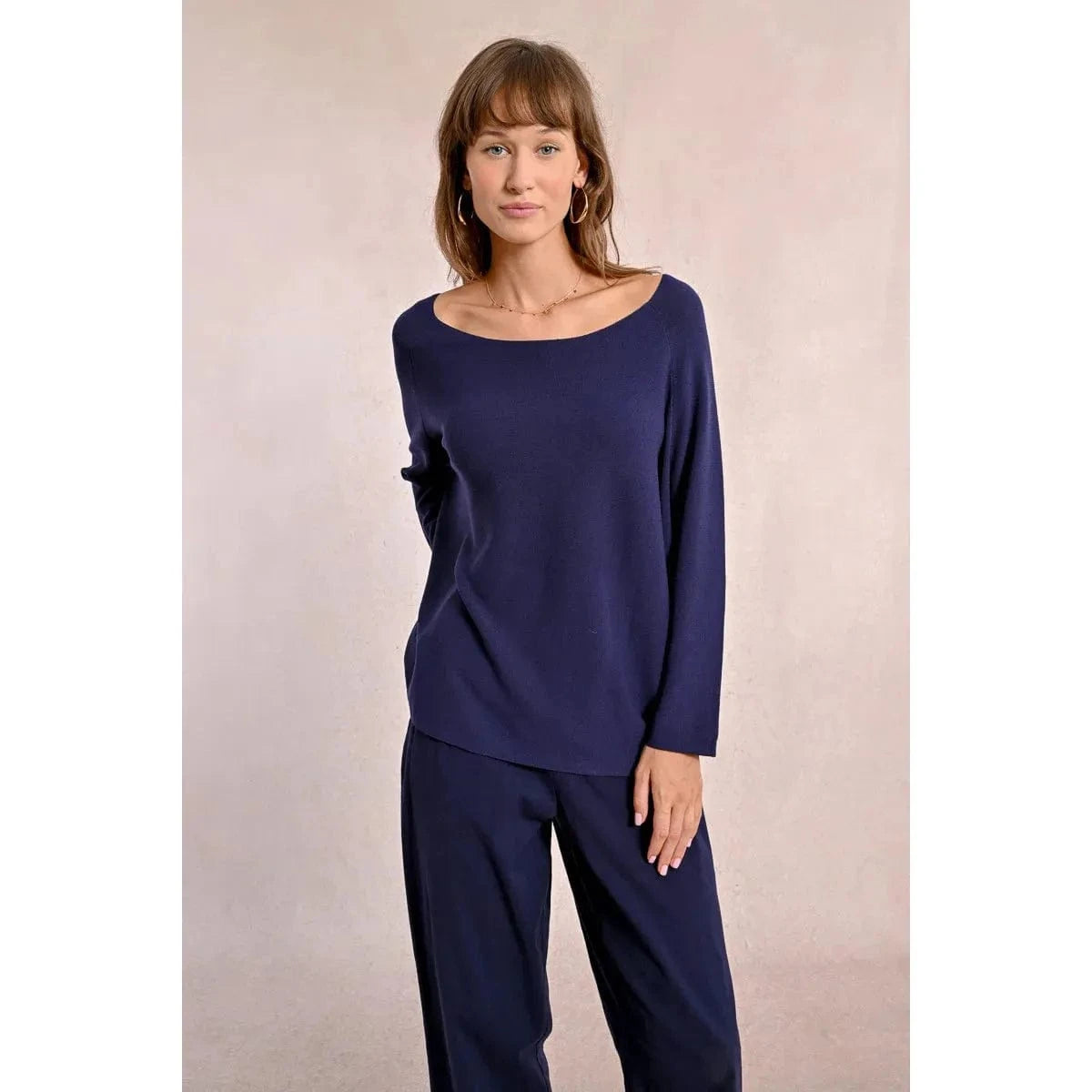 Cozy up in the Molly Bracken Long Sleeve Sweater, featuring a stylish boat neckline and comfortable fit.