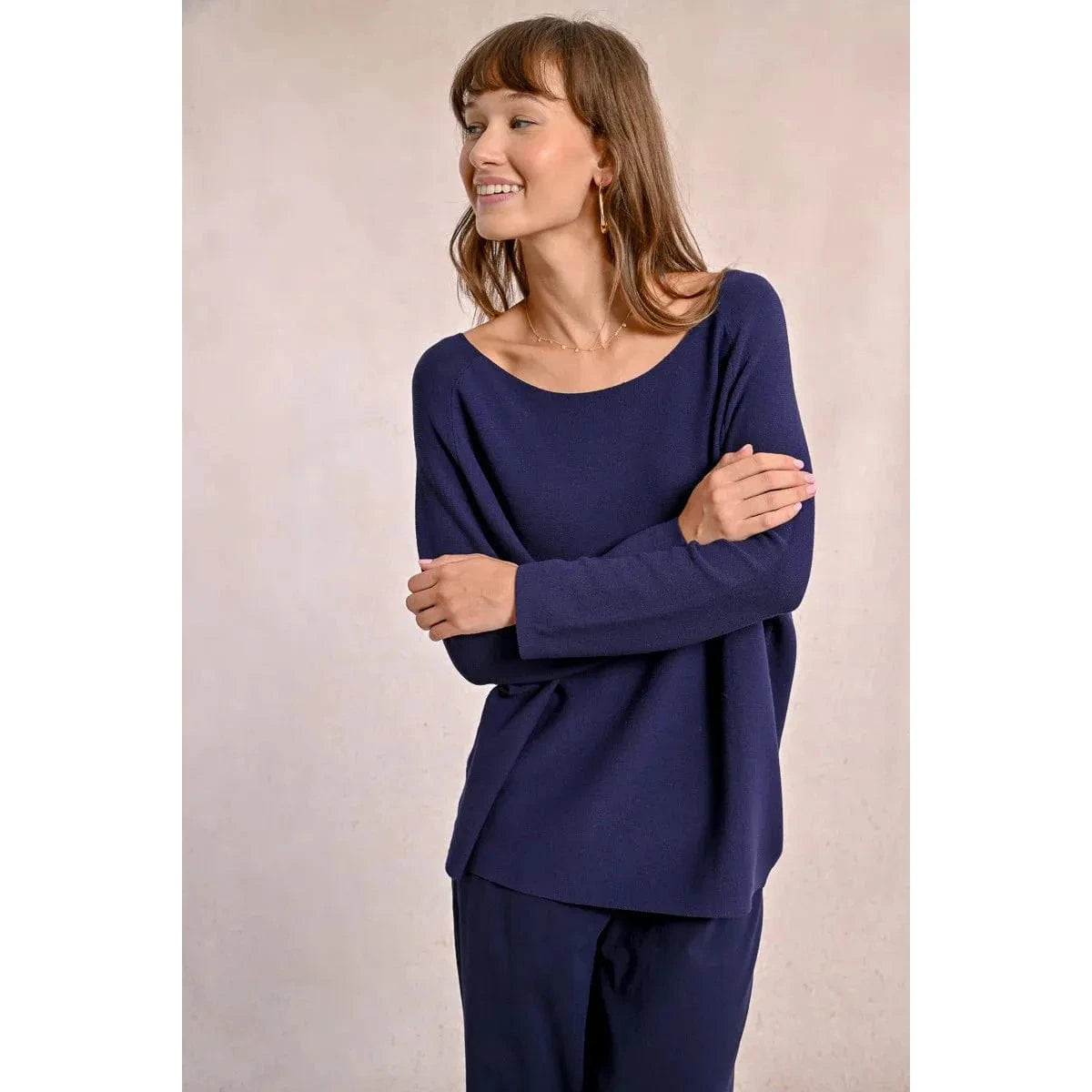 Cozy up in the Molly Bracken Long Sleeve Sweater, featuring long sleeves and a stylish boat neckline.