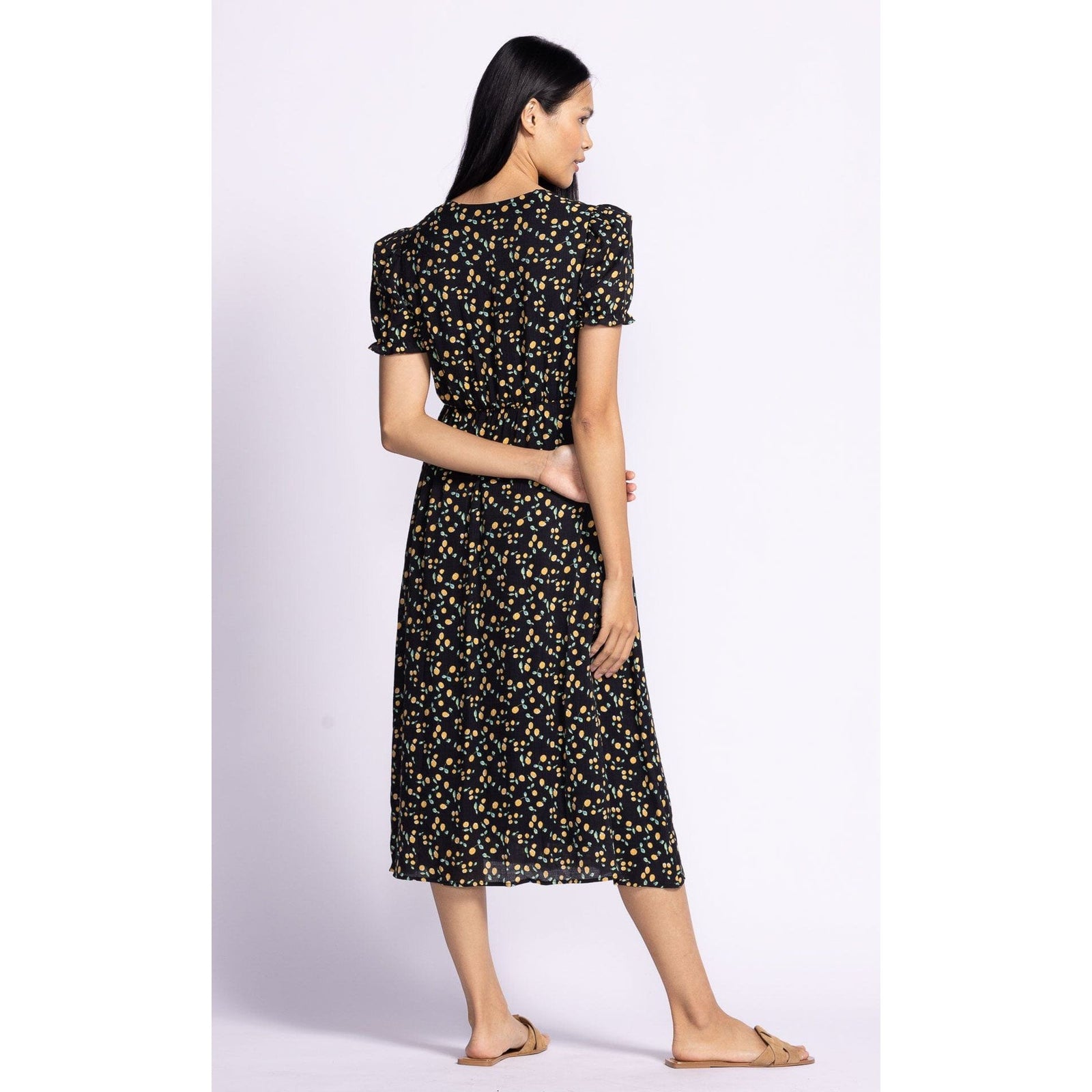 Flirty Pink Martini Lala Dress with puff sleeves and a cinched waist, perfect for turning heads this season.