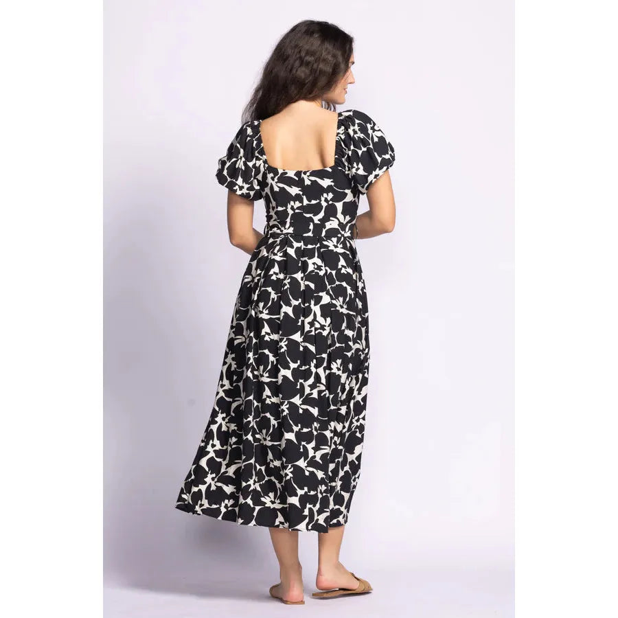 Elegant Pink Martini Rachel Dress featuring puffed sleeves and a flattering fit, perfect for any garden party.