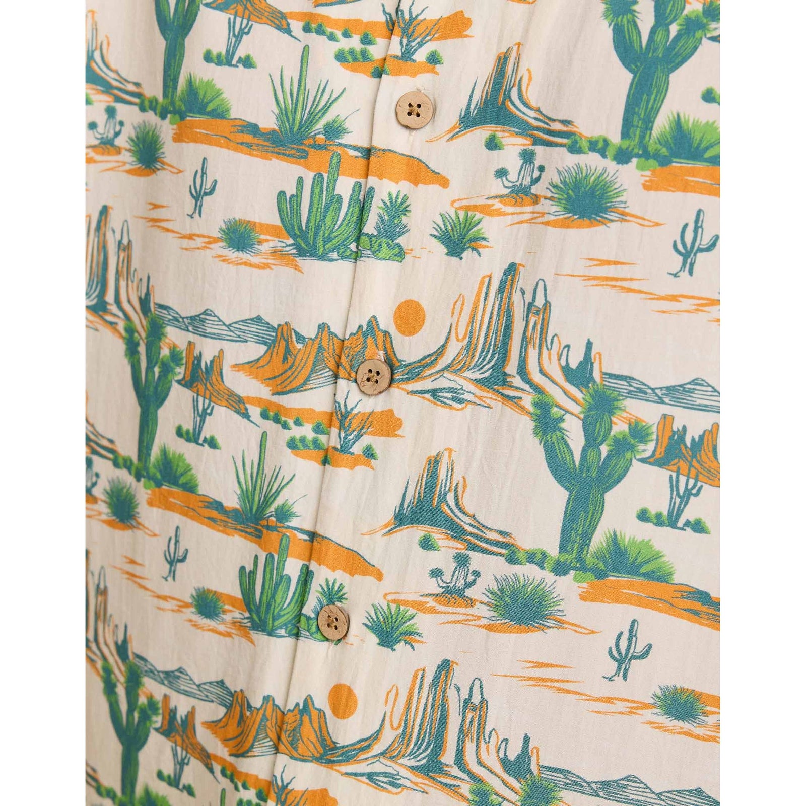 Pullin Farwest Beach Shirt features a colorful Hawaiian print and coconut buttons for a relaxed, stylish look.