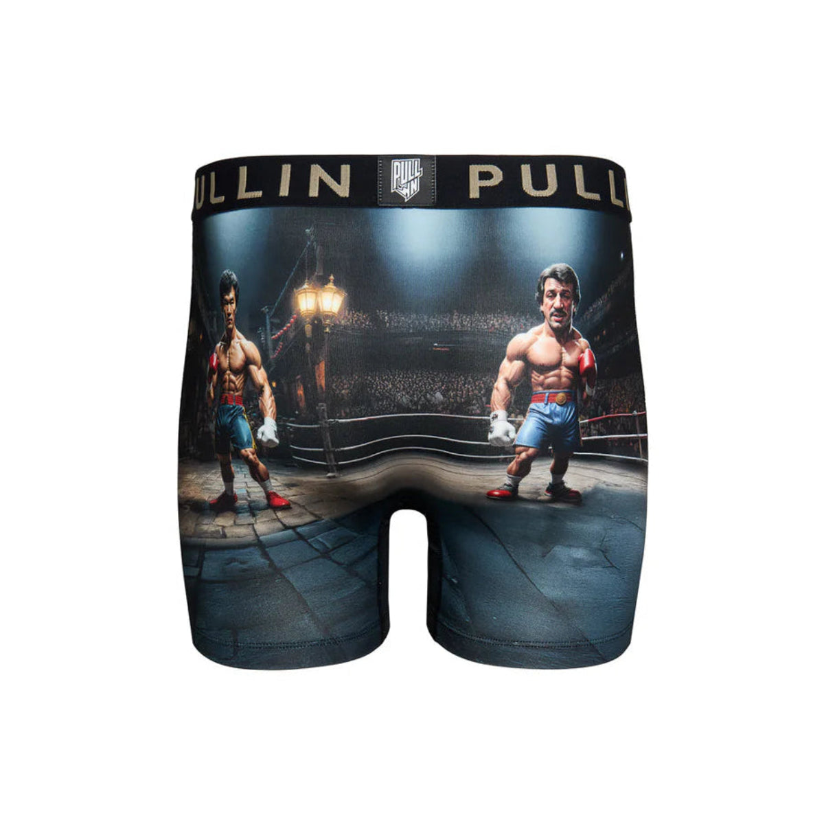 Pullin Fashion 2 Rocklee boxer shorts with boxing-ring print and long cut, wide 40mm elastic waistband.