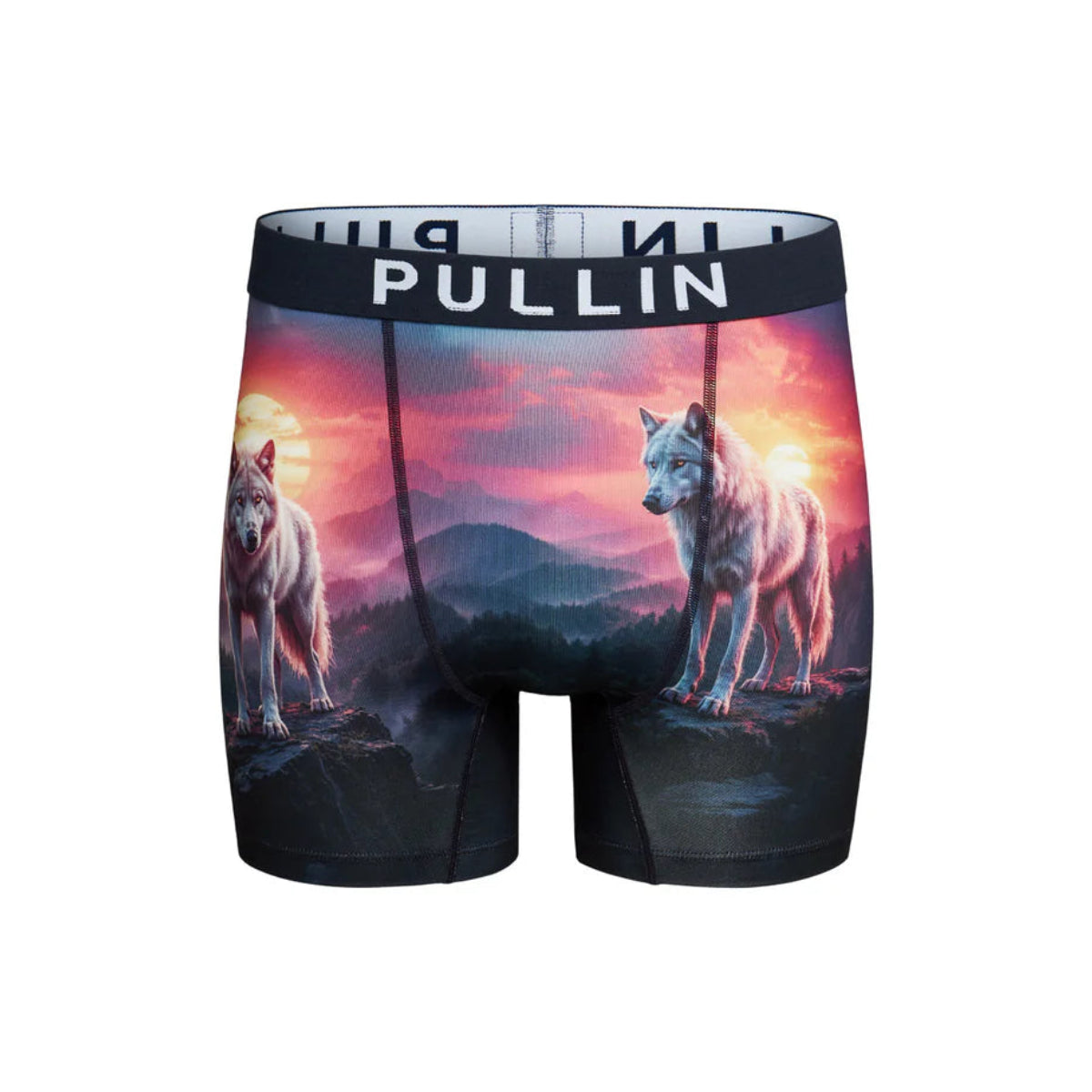 Pullin Fashion 2 Wolfen Brief: boxer shorts with wolf print, wide 40mm jacquard elastic waistband, flatlock seams