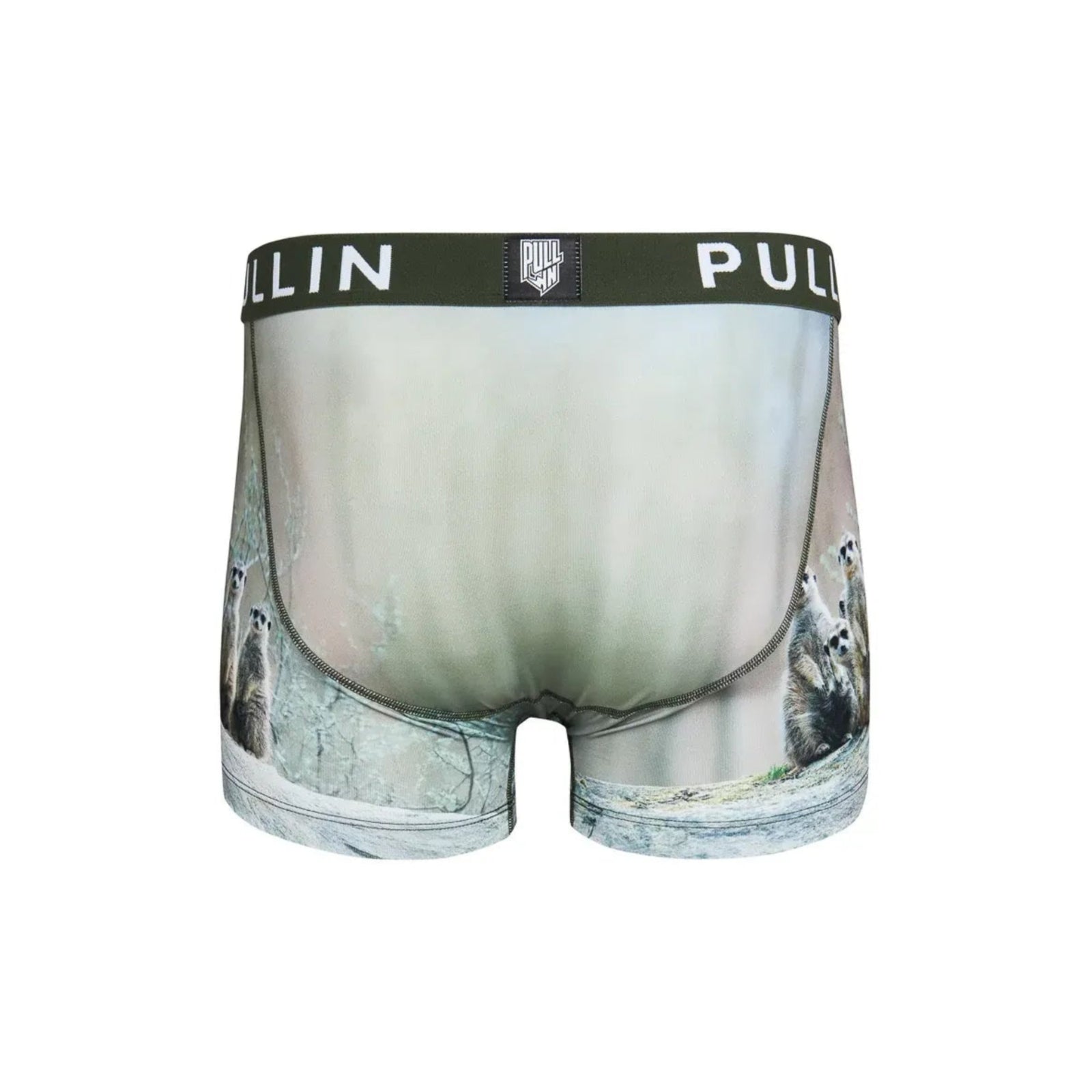 Pullin Master Ouou boxer brief with printed design, black 40mm Jacquard waistband, flatlock seams, back yoke.