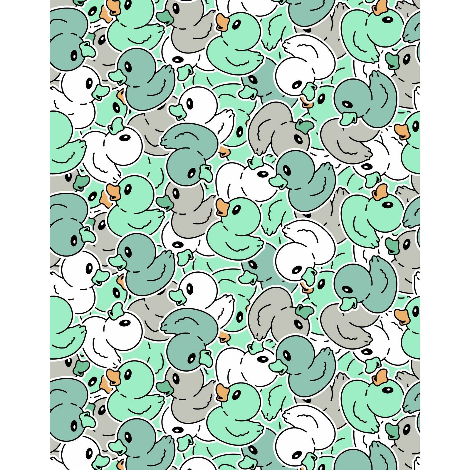 Duck-pattern fabric for Pullin Master JouJou Boxer Brief with teal and gray ducks on mint background.
