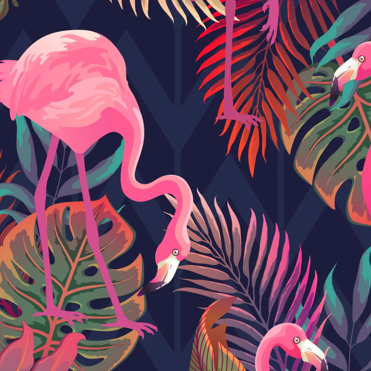Pullin Master Pinkou Boxer Brief print featuring pink flamingos and tropical foliage.
