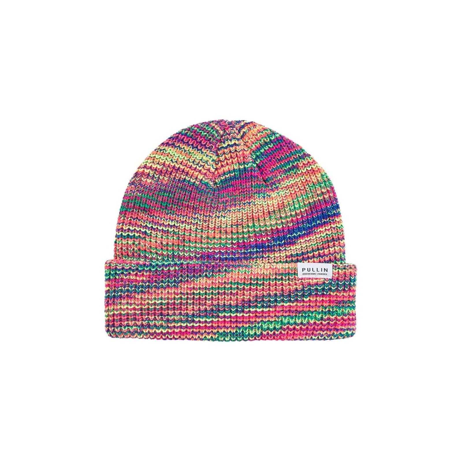 Pullin Beanie: docker-style knit, 100% acrylic, cuffed or uncuffed, about 20 cm with cuff, 27 cm without cuff.
