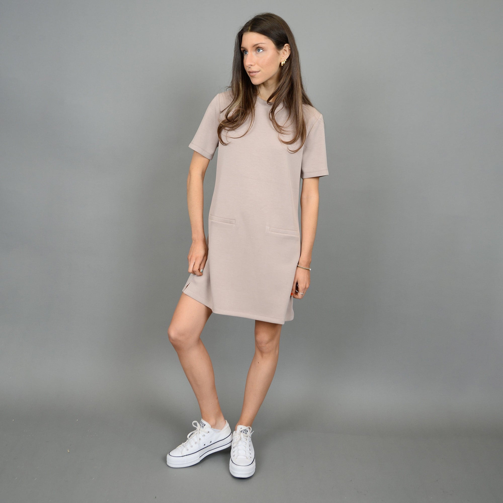 RD Taupe / XS Second Skin Dominique Soft Scuba S/S Dress