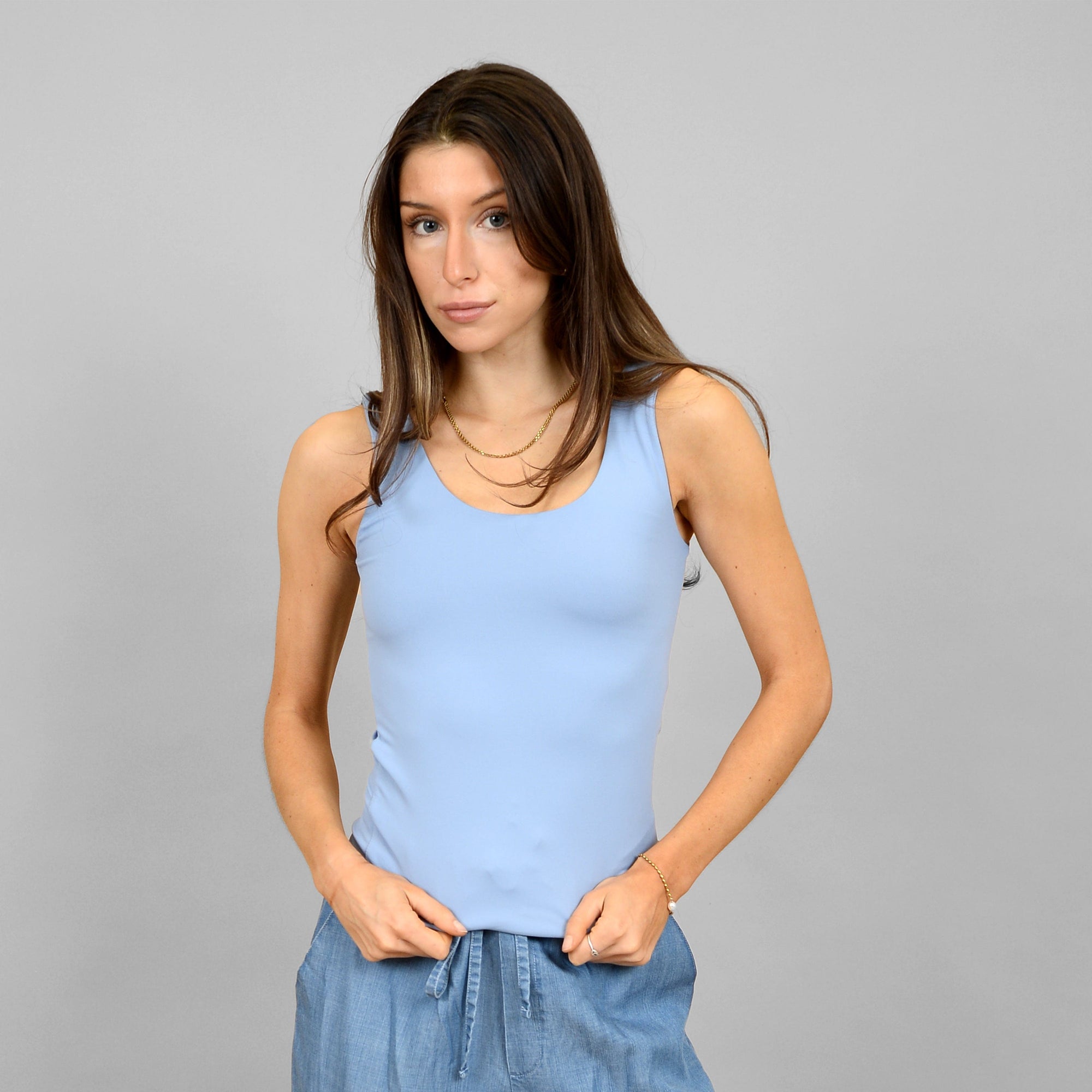 RD Blue Shadow / XS Second Skin Tanith Double Uneck Tank Top