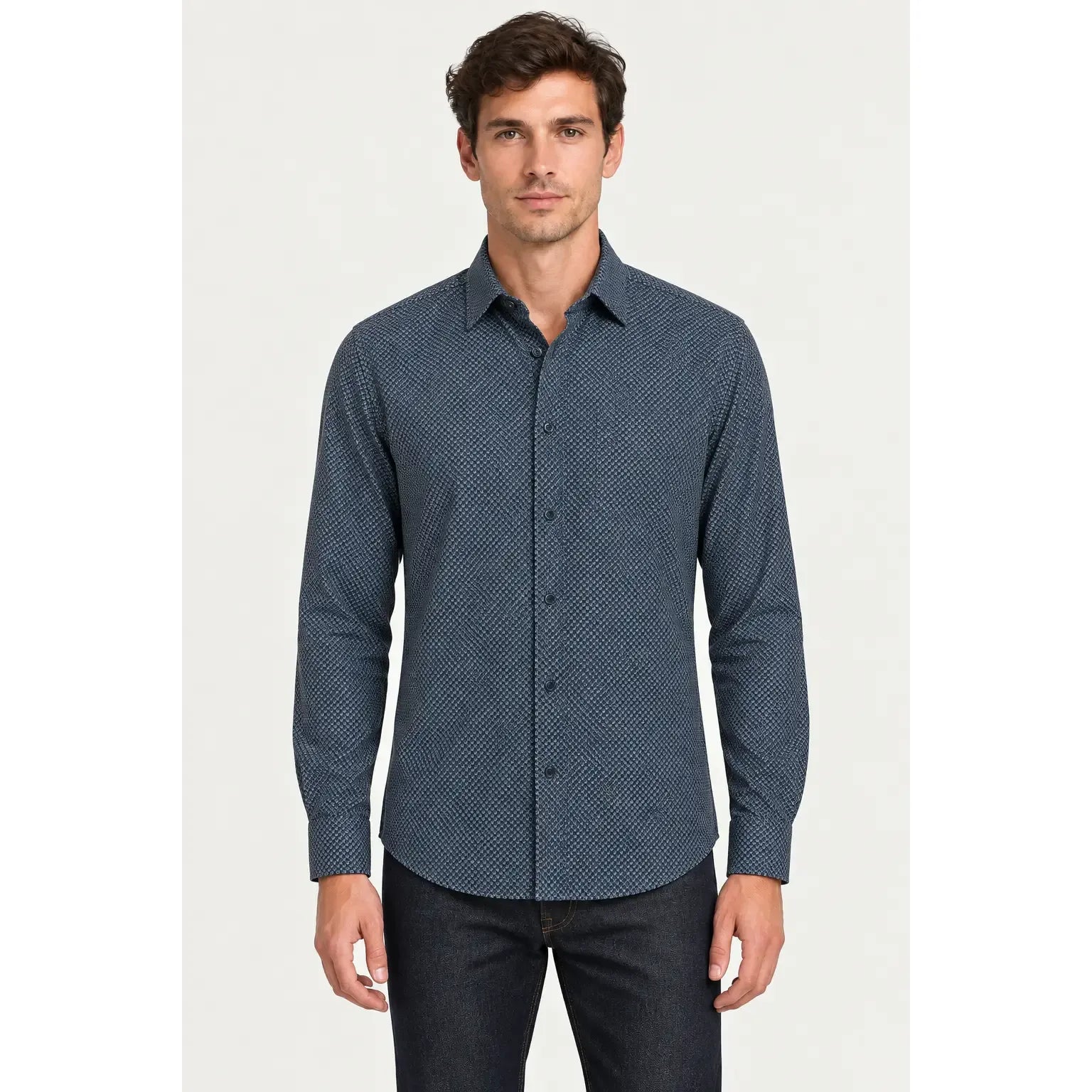 Report Collection Printer Dobby Stretch Shirt