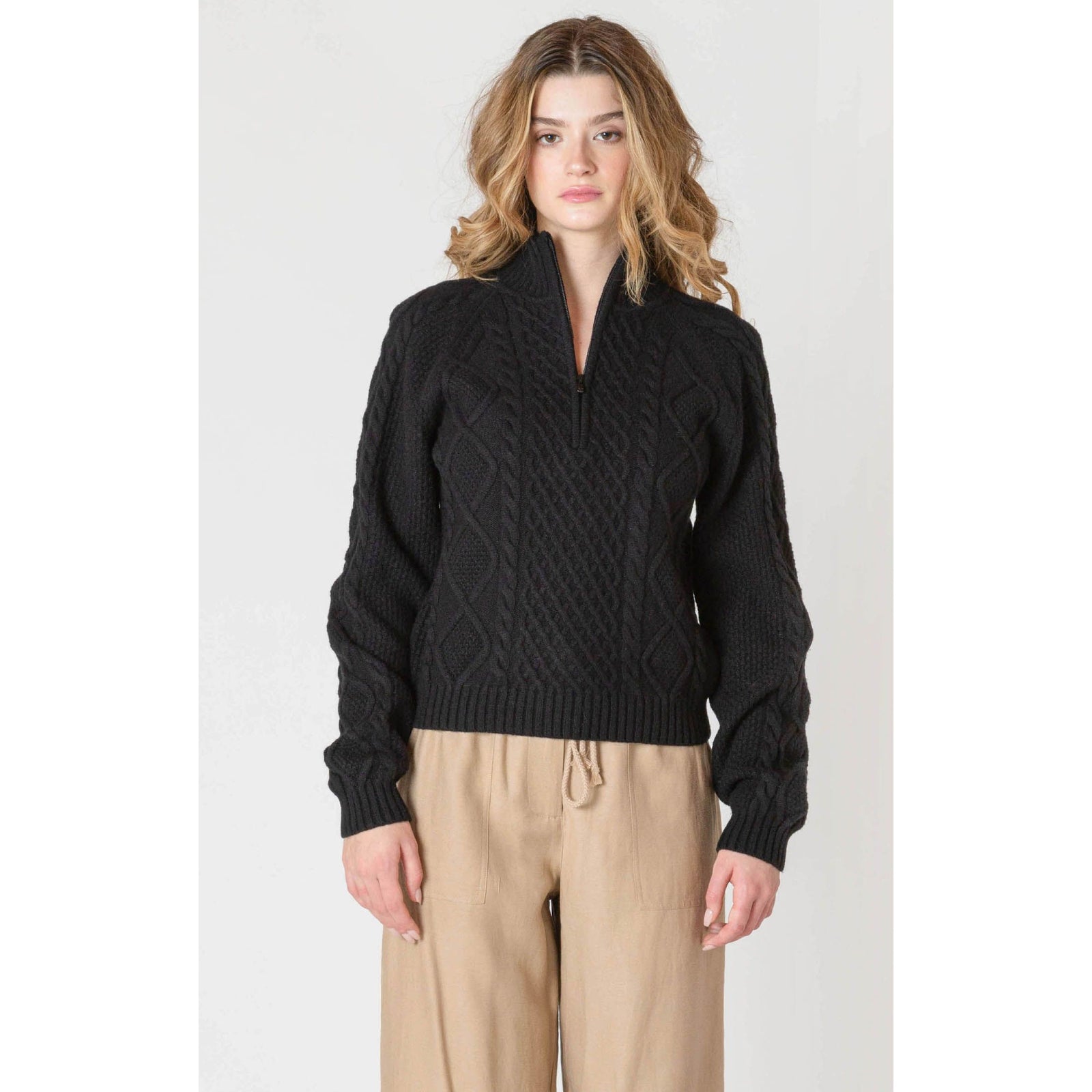 Room 34 Half Zip Cable Knit Sweater
