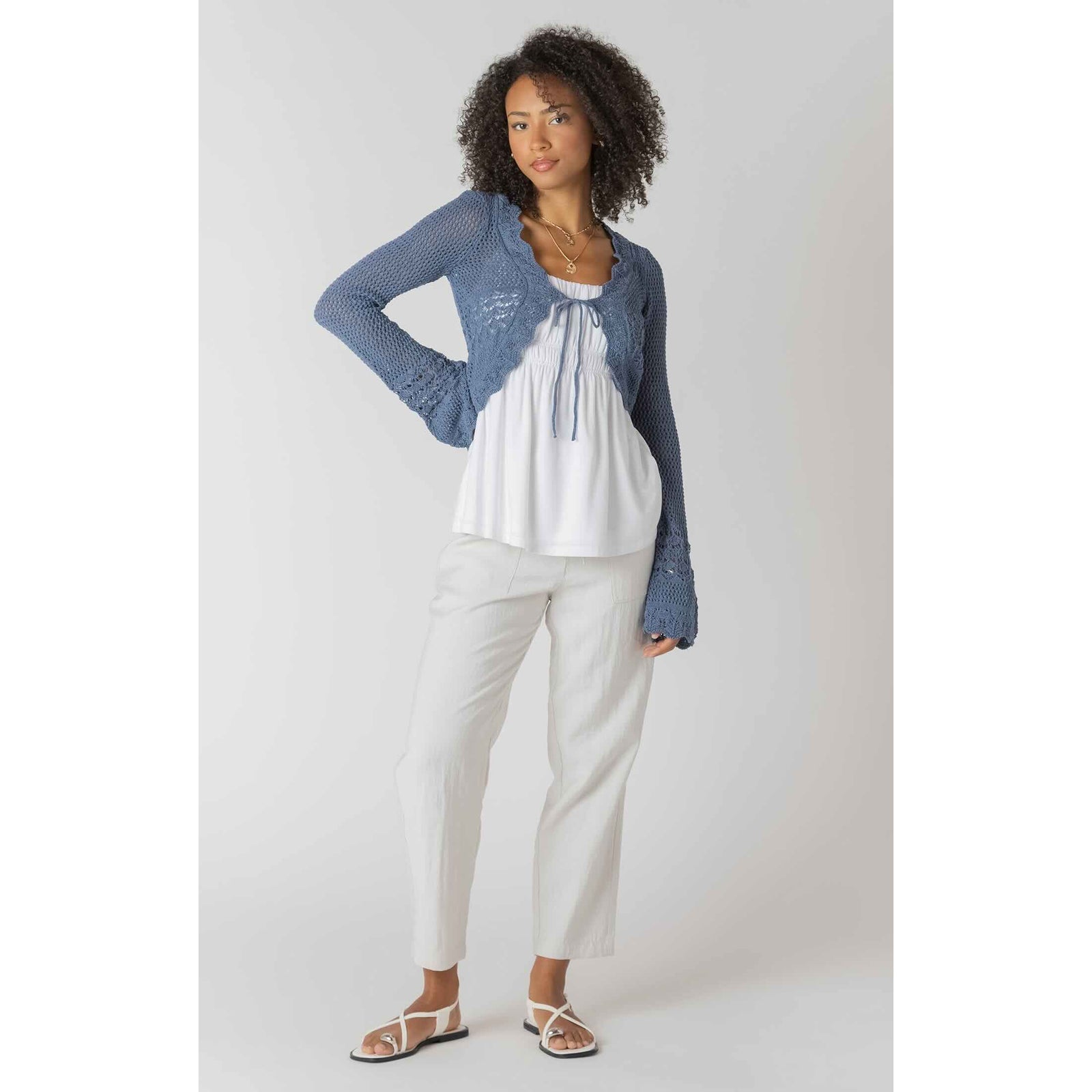 Room 34 Tie Front Crochet Cardigan