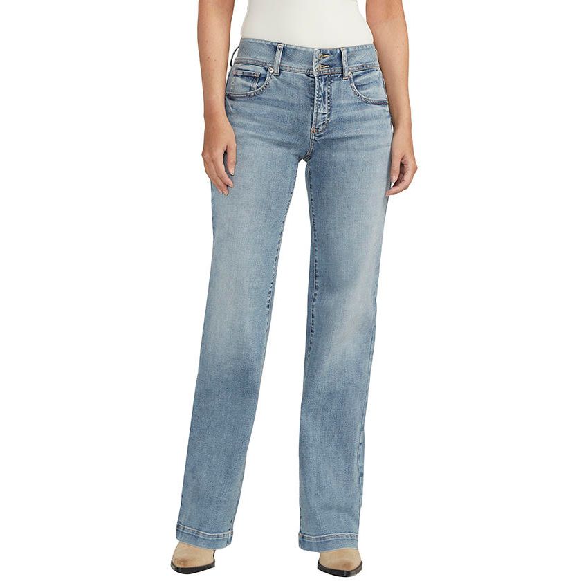 Silver Suki Trouser in Indigo, power-stretch denim, 9.25 inch mid-rise, flattering fit.