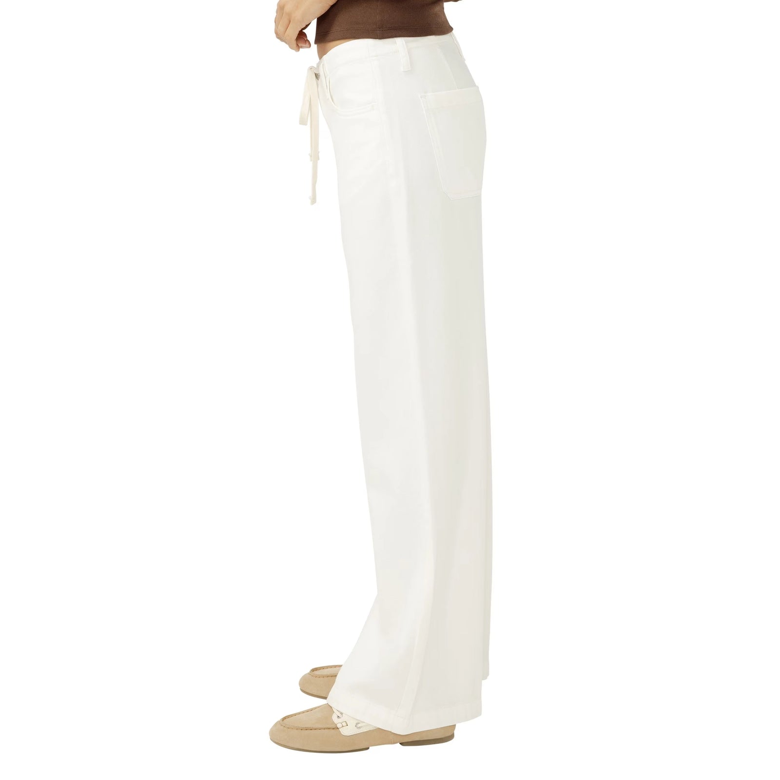 Silver Wide Leg Drawstring Beach Pant