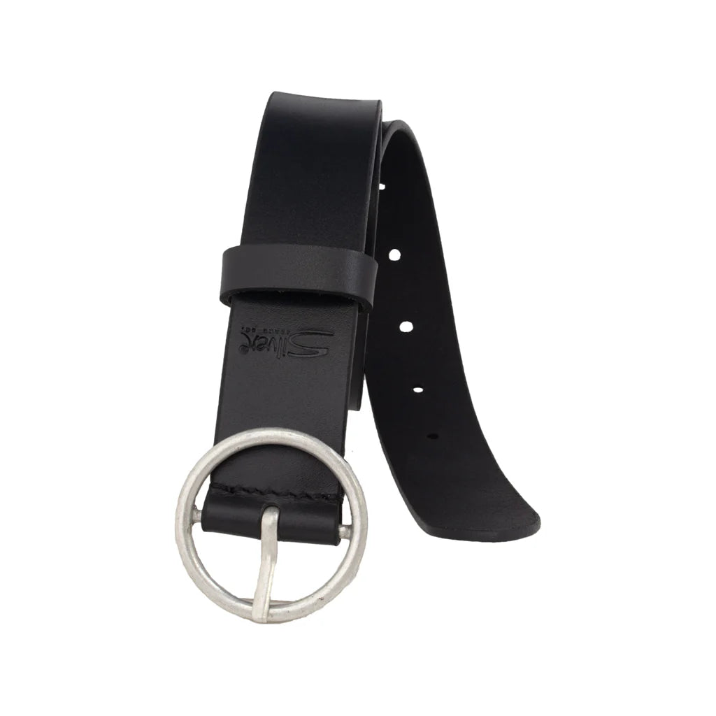 Silver Jeans Circle Buckle 35MM Leather Belt