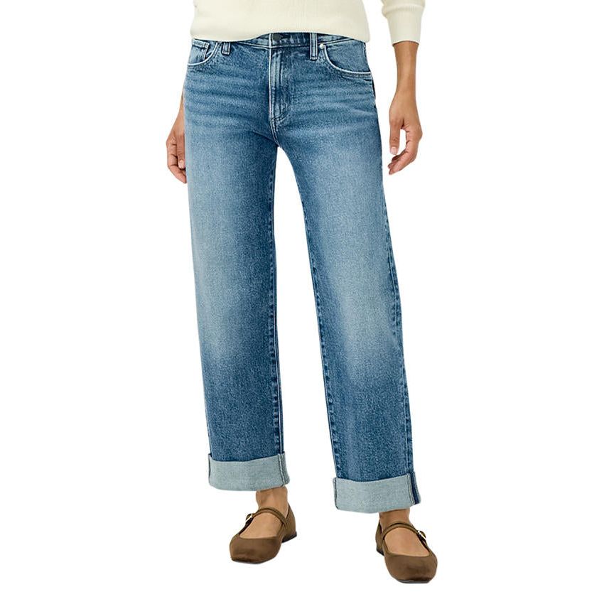 Silver Relaxed Straight Leg in Willow jeans, 28-inch inseam with a 2.5-inch cuff, medium blue wash.