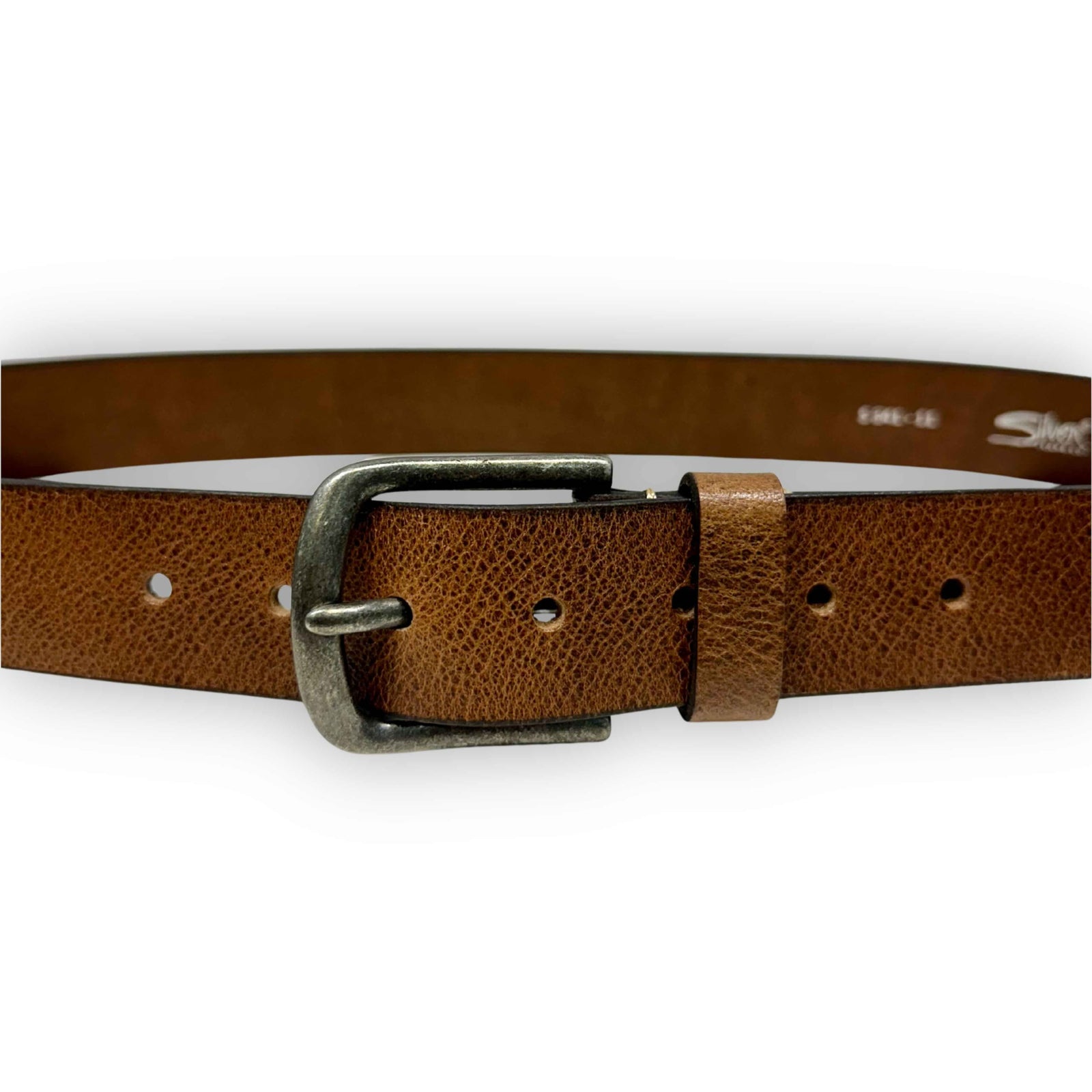 Silver Stitch Detail 38MM Leather Belt