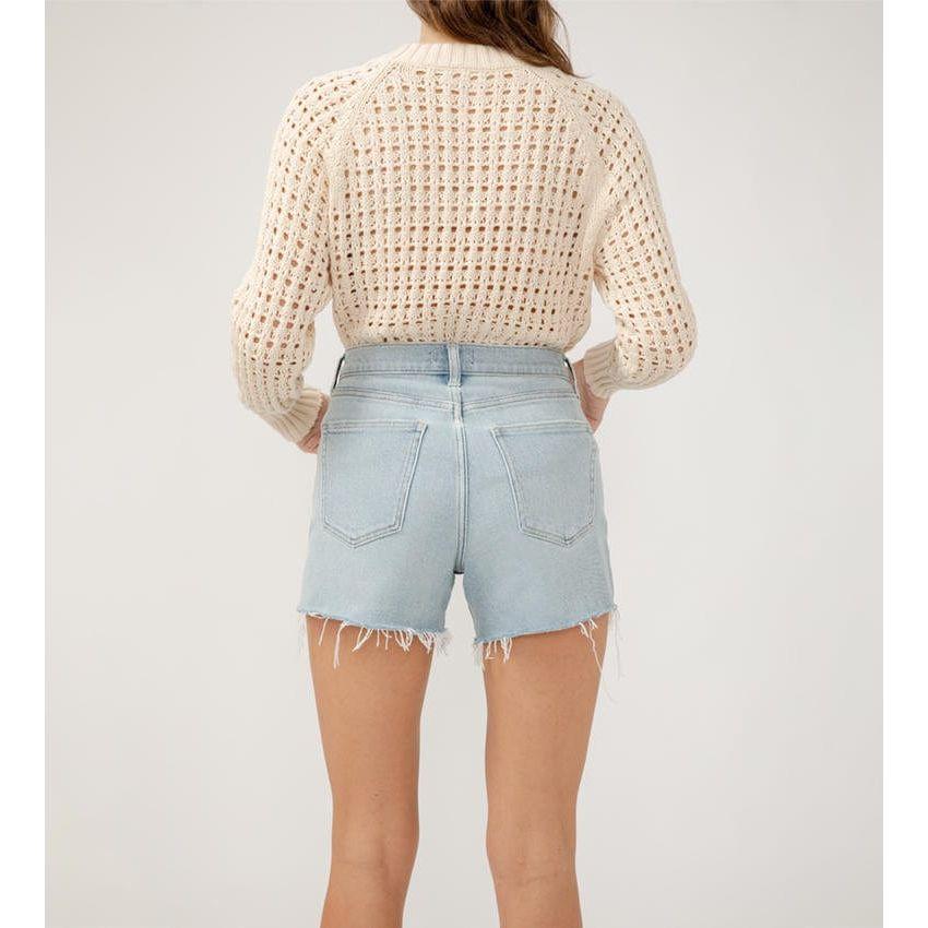 Stylish Silver Sure Thing Shorts in light denim, featuring a flattering slim fit and perfect for any body type.