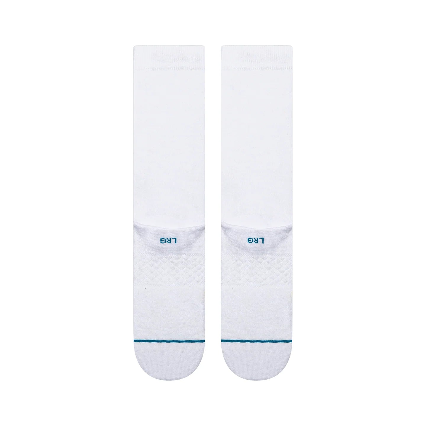 White Stance Pokemon UV Pokeball crew socks featuring hidden UV-reactive graphics, medium cushioning, and a teal heel accent.