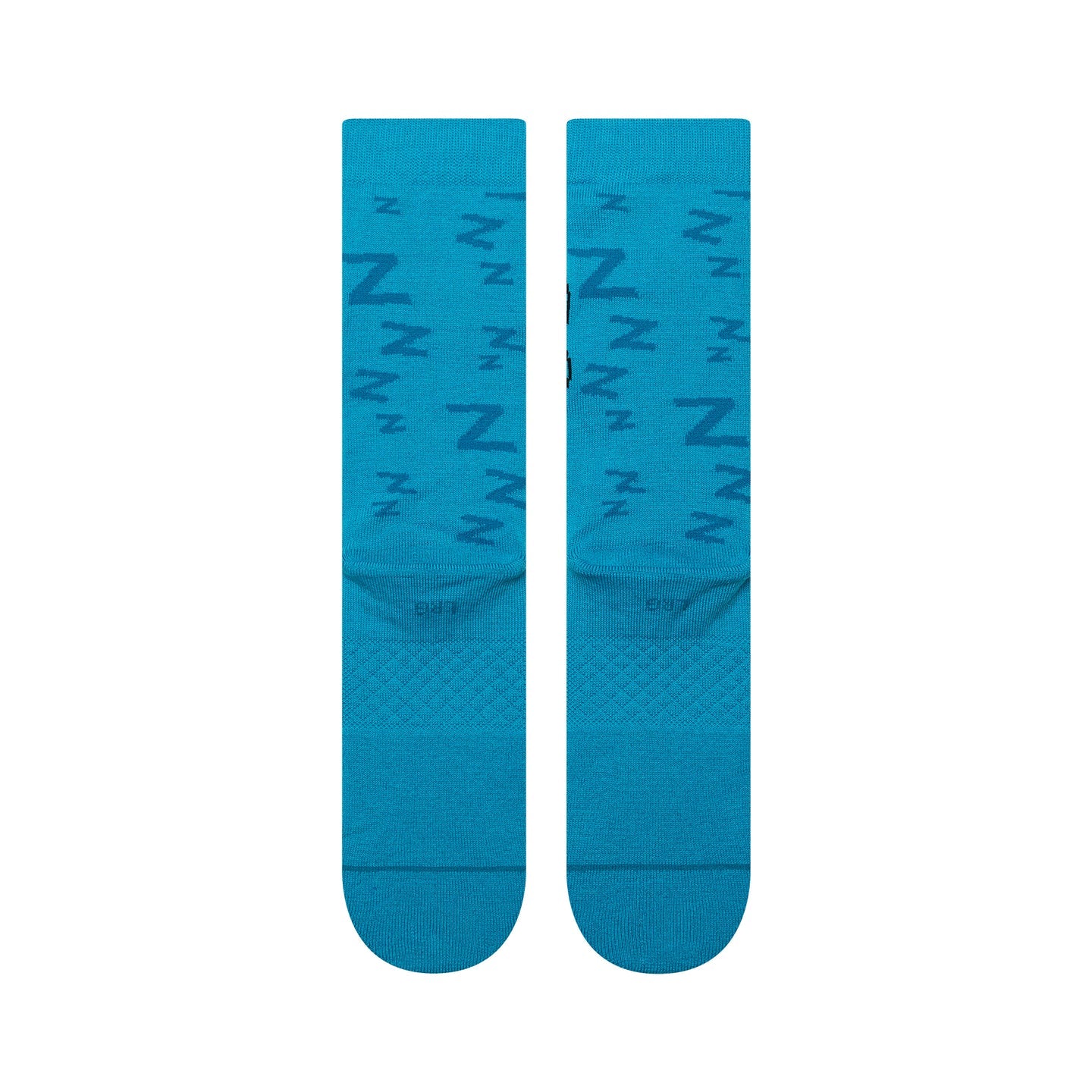 Teal Stance Pokémon Snorlax Sleepy Crew Socks featuring a repeating dark blue Z pattern and soft combed-cotton blend.