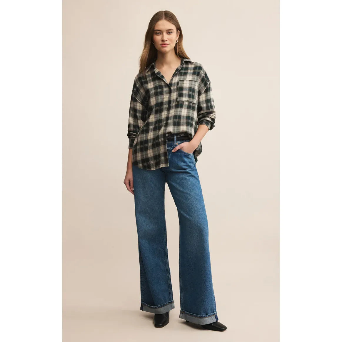 Z Supply River Plaid Button Up in Garland Green