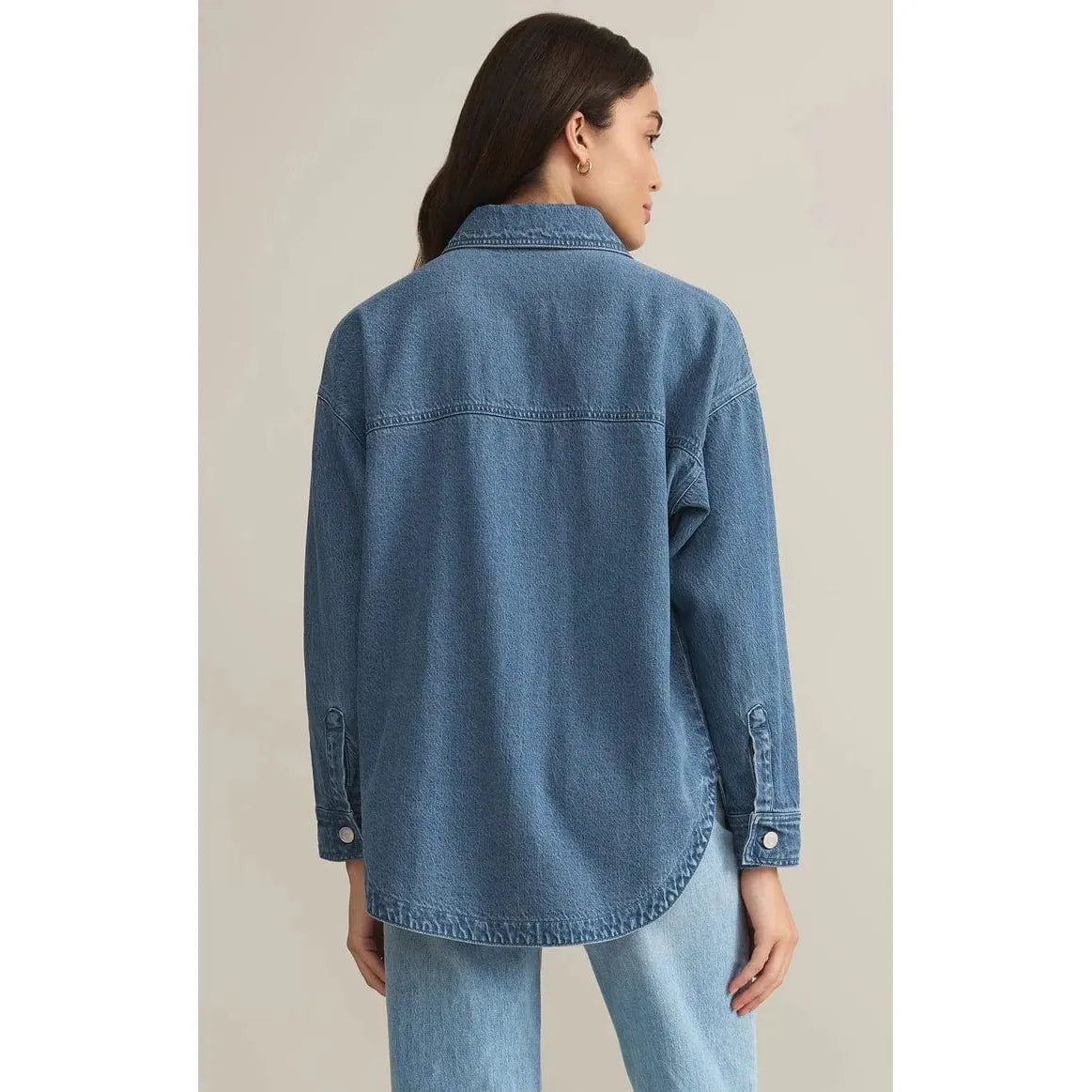 Z Supply All Day Knit Denim Jacket showcases a soft French terry fabric for comfortable layering. Perfect for any casual outfit.