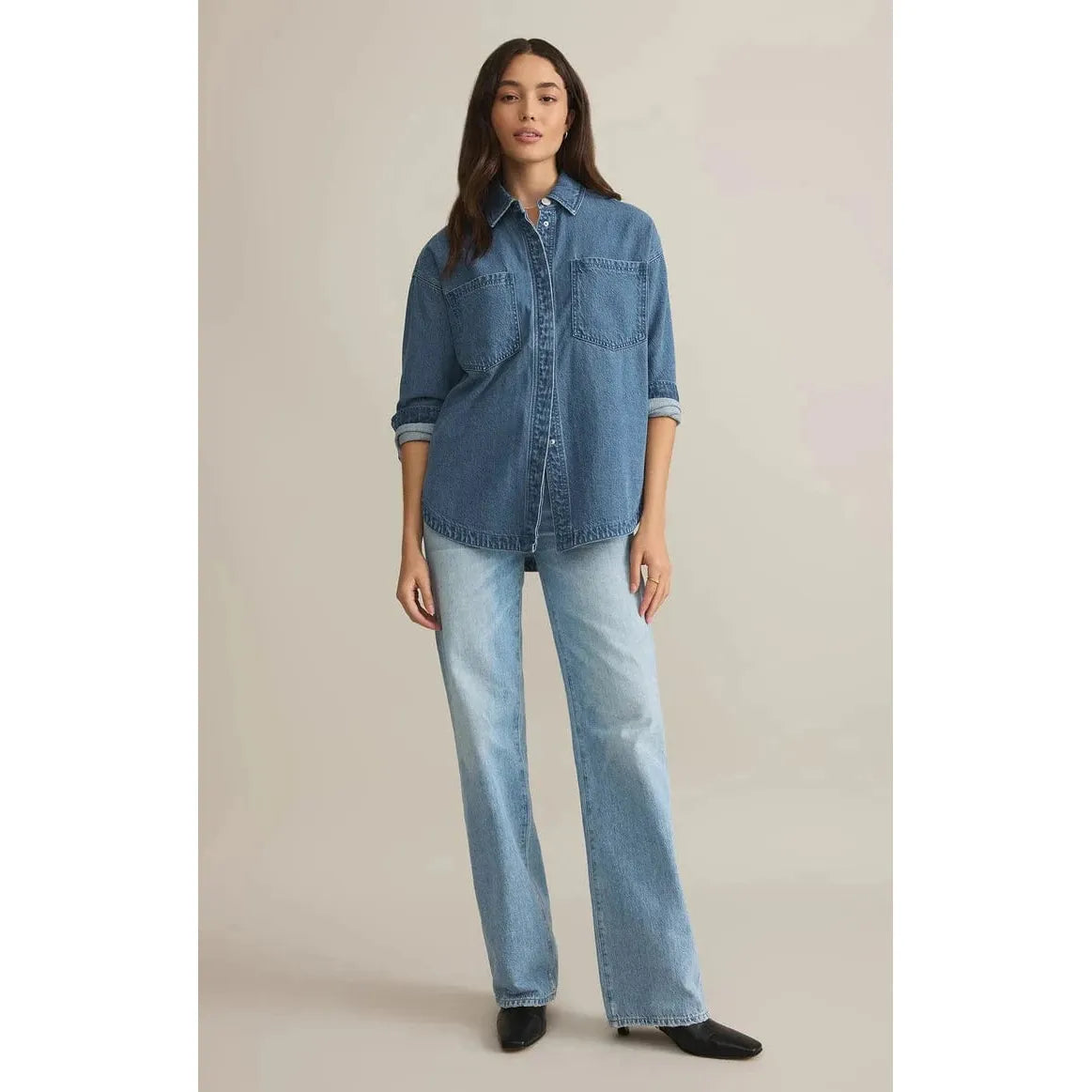 Stylish Z Supply All Day Knit Denim Jacket in soft French terry, perfect for layering and everyday comfort.