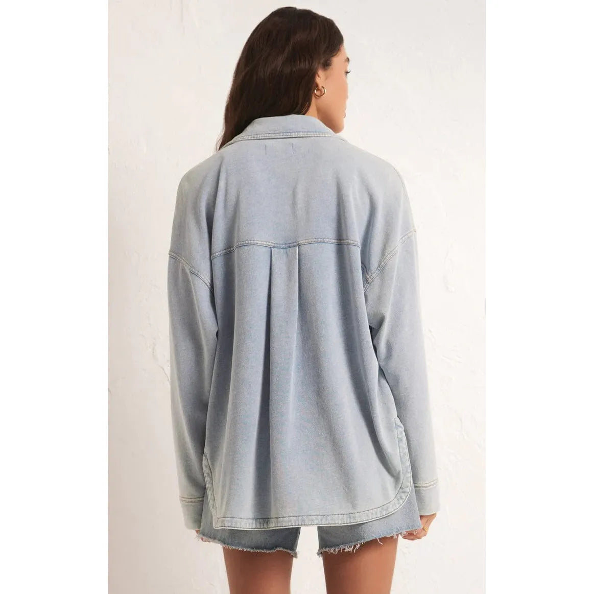 Soft and stylish, the Z Supply All Day Knit Denim Jacket features a cozy French terry fabric for ultimate comfort.